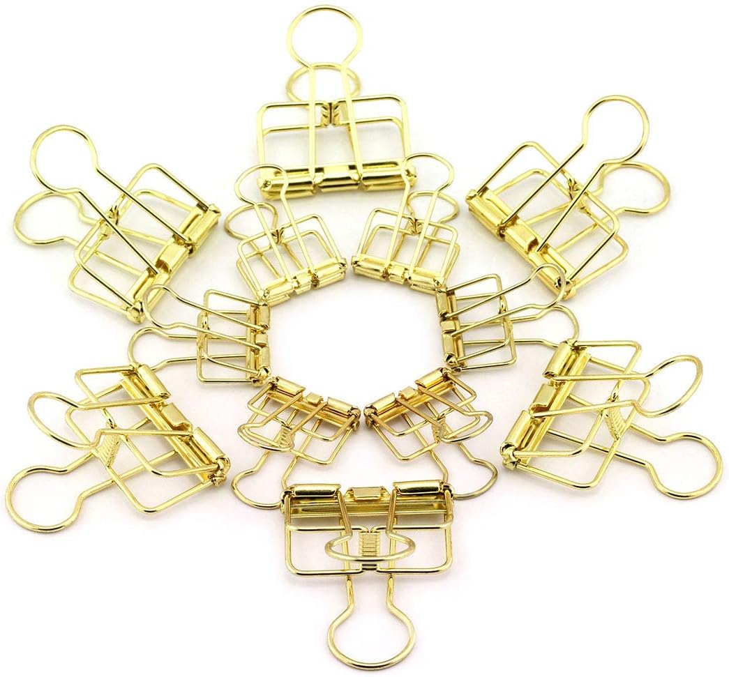 40-Pack Multi-purpose Metal Wire Binder Clip Set,20pcs 2.25 Inch & 20pcs 1.57 Inch Paper Metal Clips,for Home Office Supplier School Accessories - Gold
