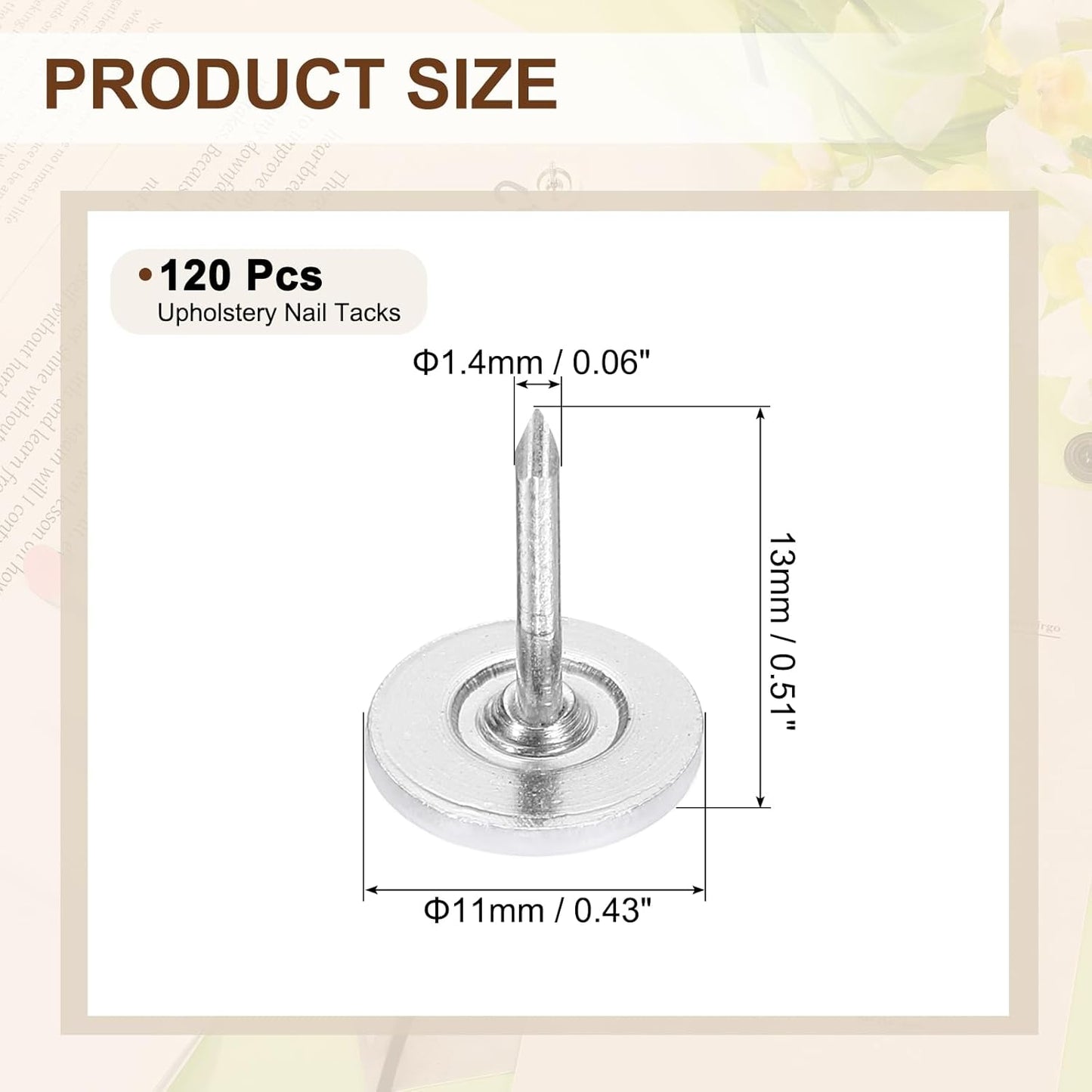 uxcell 120Pcs Push Pins, 11mmx17mm Round Flat Head Decorative Thumb Tacks Upholstery Tacks for Cork Board Office Wall Hangings, White