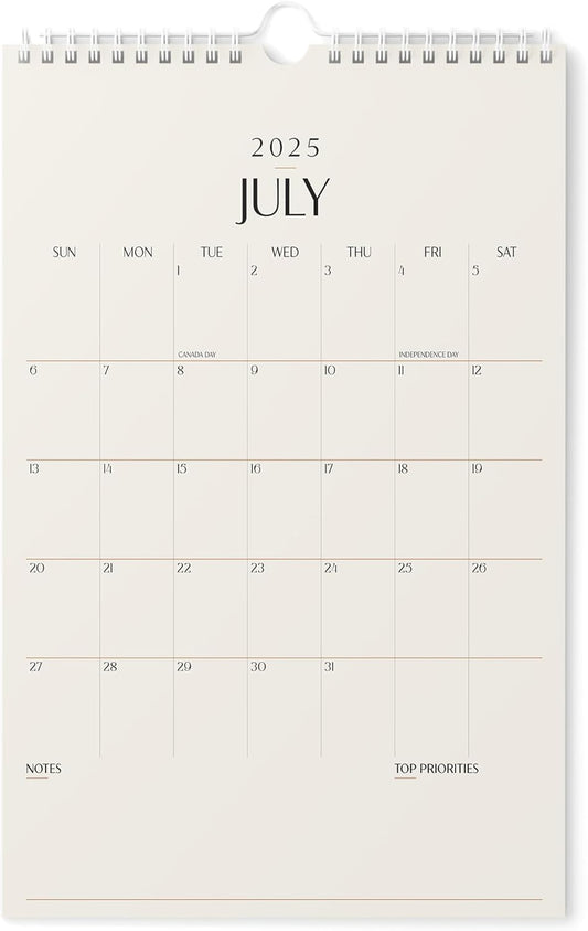 Karto Wall Calendar 2025-2026 - Vertical 11x17 inch July 2025 to December 2026 - Boost Your Productivity and Easy Planning with the Aesthetic Monthly Calendar - Beige