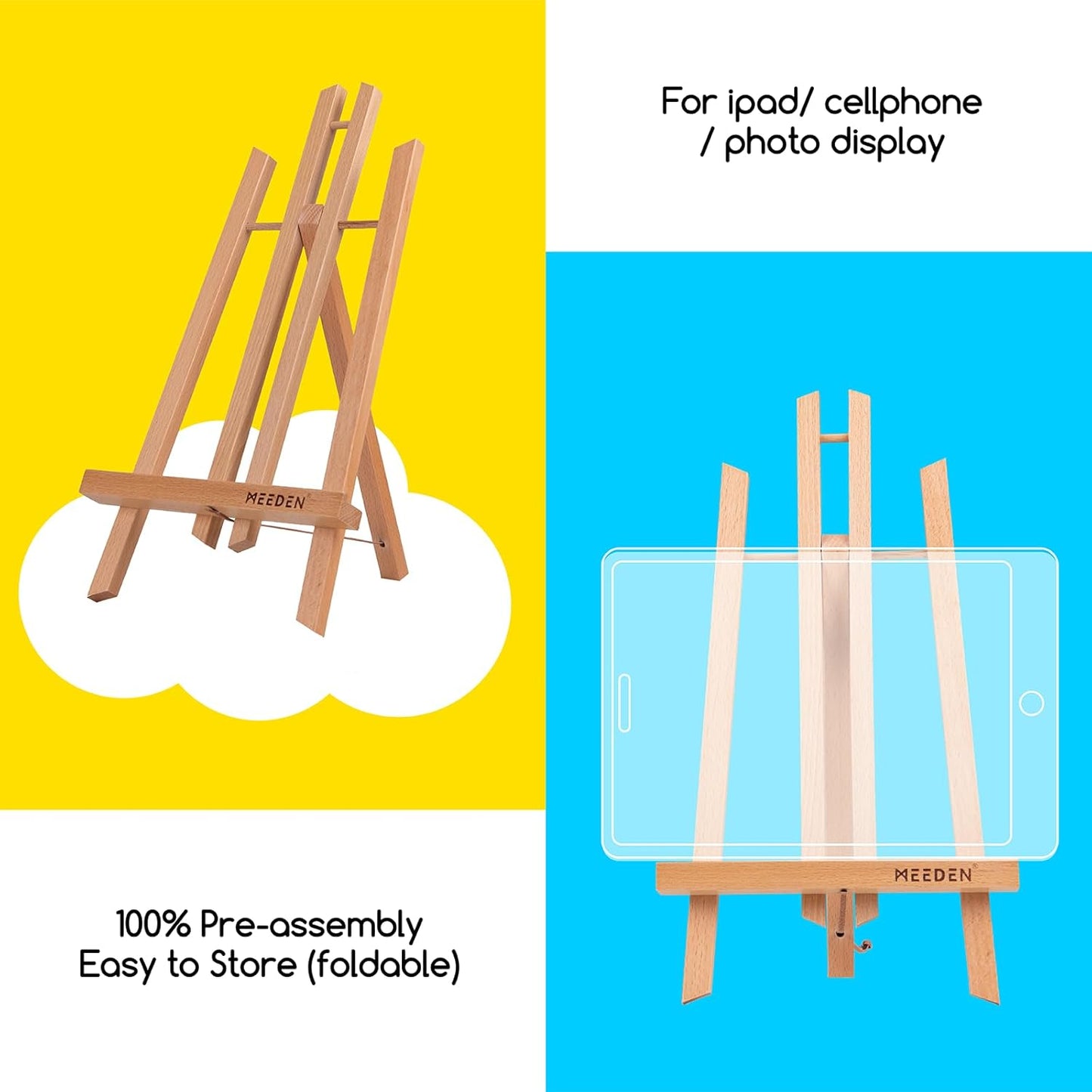 MEEDEN 16 Inch Tabletop Easel: 12 Pack Beech Wood Easel for Painting - Display Table Top Easel Canvas Stand for Painting Sign