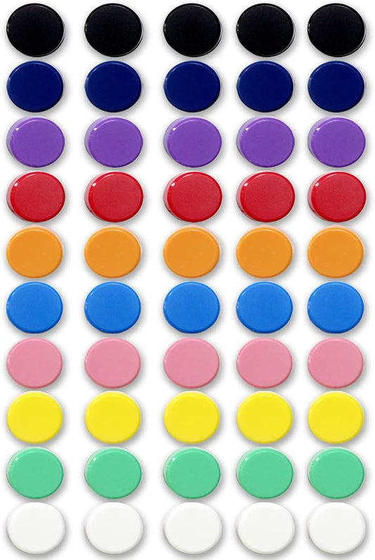 Qualsen Fridge Magnets, 50pcs Refrigerator Magnets, Small Magnet for Whiteboard Magnet for Kids, Mini Cute Magnets for Fridge, Locker, White Board, Kitchen, Office, Classroom(10 Colors)