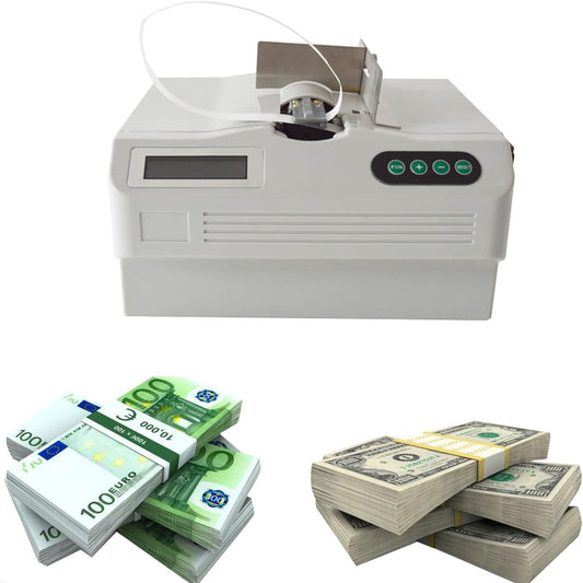 INTBUYING Cash Bundling Machine Fully Automatic Small Banknote Baling Machine Binding Speed 2 Secs Per Time Binding Machine for tie Bills Cards banknotes