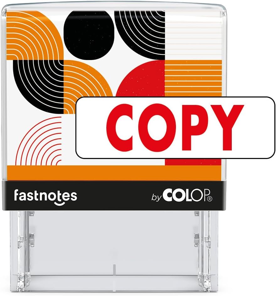 Fastnotes Copy Self-Inking Rubber Stamp by COLOP - Great for Office Documents, Notary, Warehouse, Accounting Paperwork, Business, and Legal Documentation - Red Ink (Copy- Red)