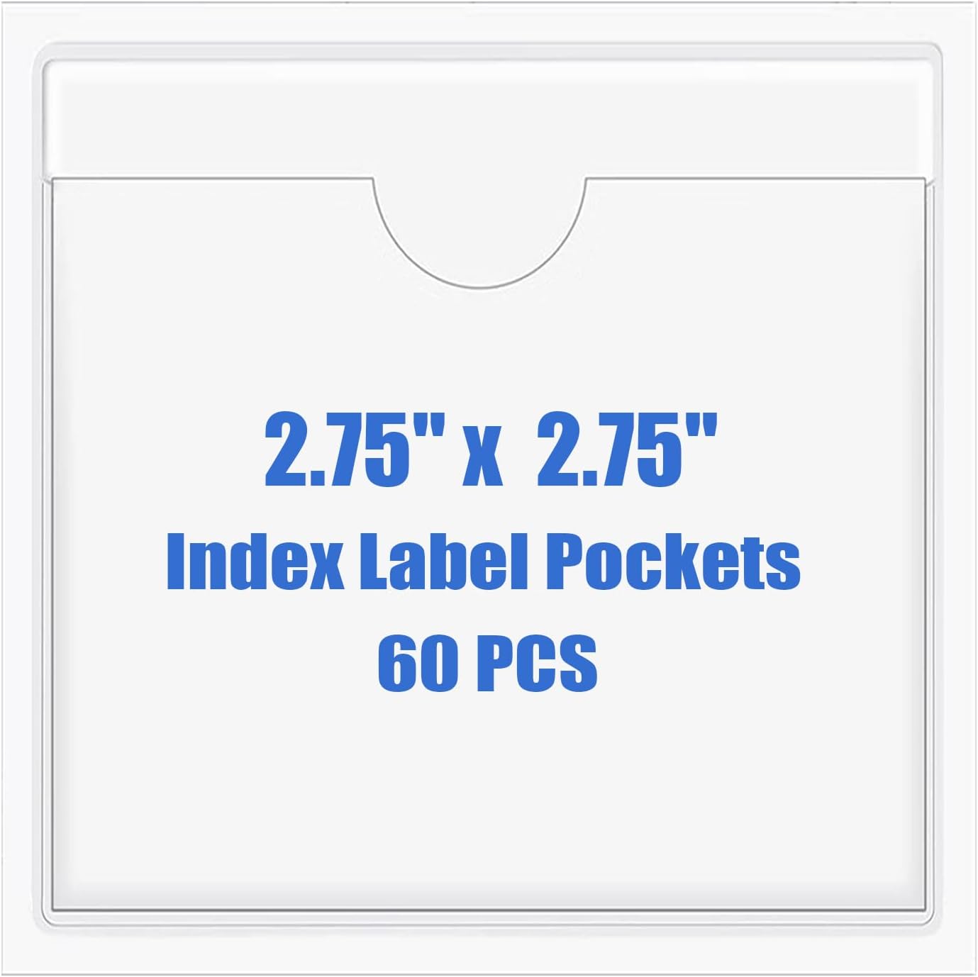 Origin-Joy 60 PCS Self Adhesive Index Card Pockets with Top Open, Clear Plastic Label Holder for Cards of Note, Library and Business, Adhesive Label Pockets & Card Holder (2.75 x 2.75 inch)