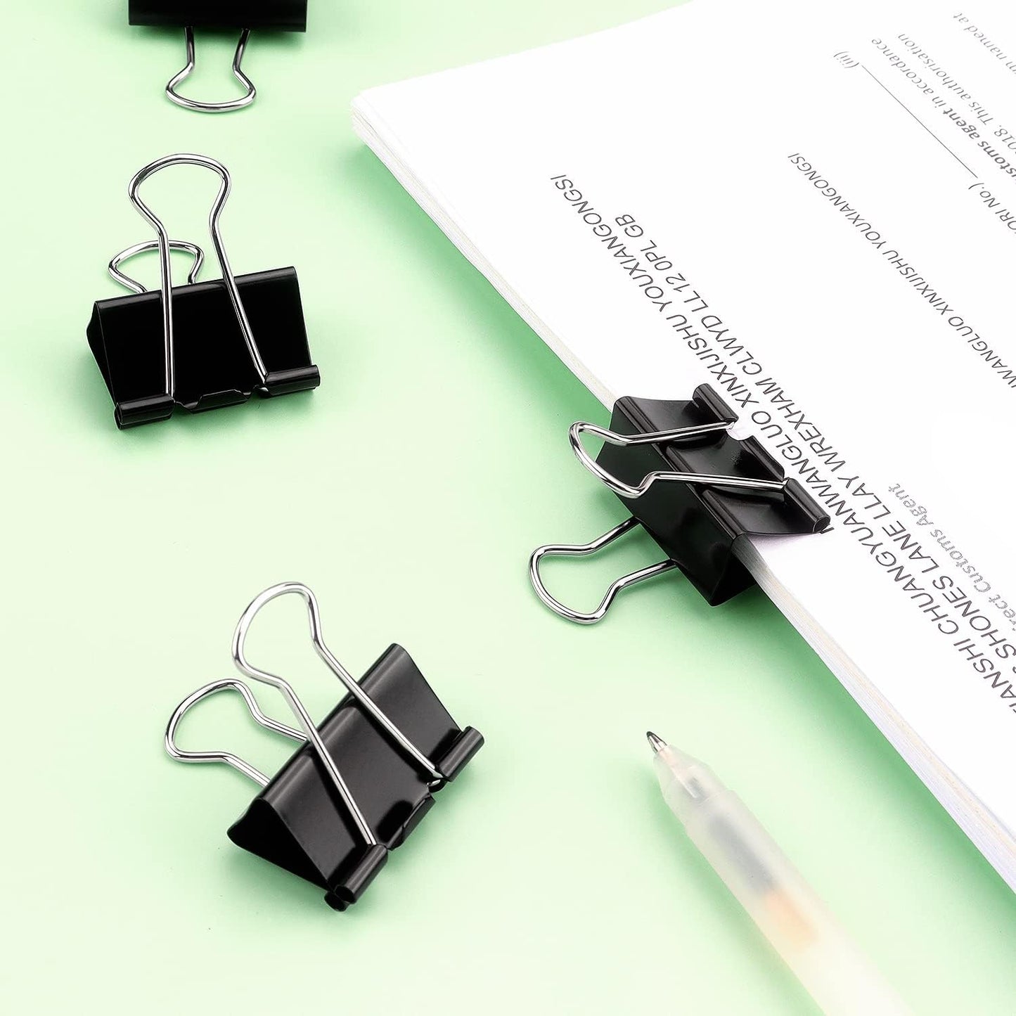 ZZTX Black Binder Clips Paper Clamps Clips Small Size, 1.0 Inches, 36 Pack