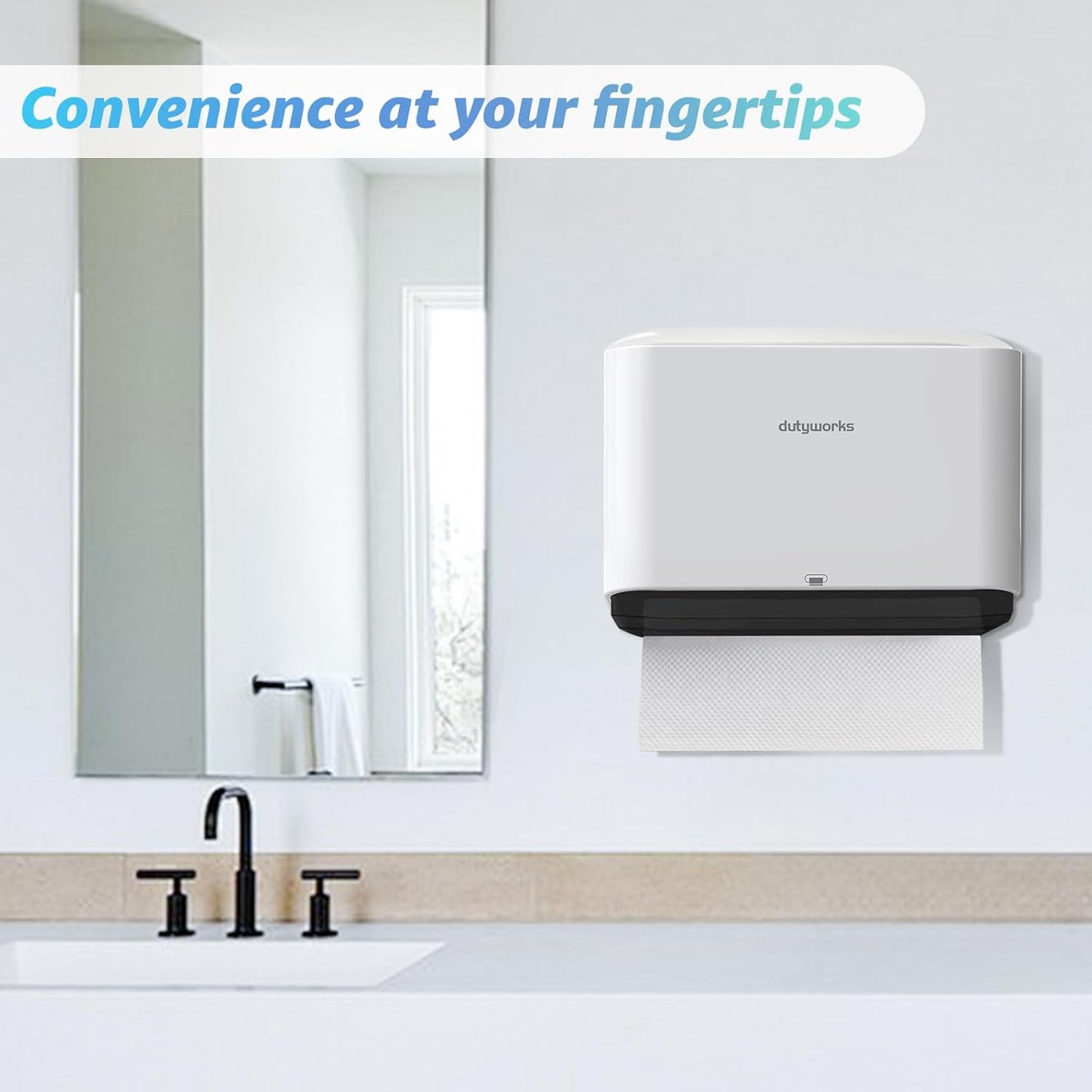 Paper Towel Dispenser Wall Mount, Multifold Paper Towel Holder Adhesive Hand Towel Dispenser for Bathroom Kitchen Commercial, White