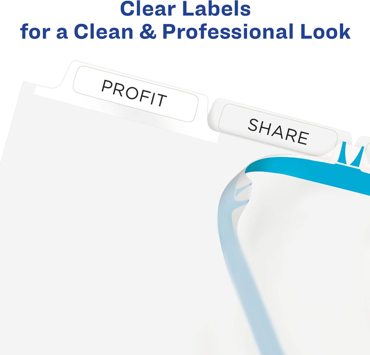 Avery 5 Tab Dividers for 3 Ring Binder, Easy Print & Apply Clear Label Strip, Index Maker Customizable White Tabs, 5 Sets (11436)