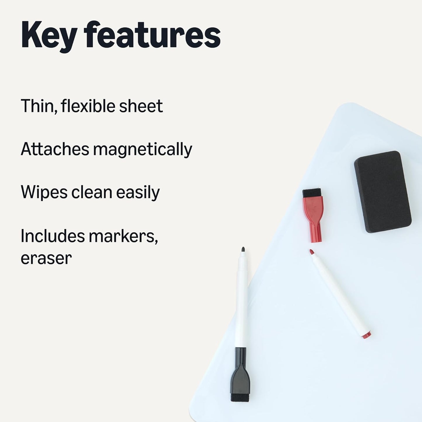 Amazon Basics Magnetic Dry Erase Board, Fridge WhiteBoard, Sheet 20" x13", 2 Markers and Eraser