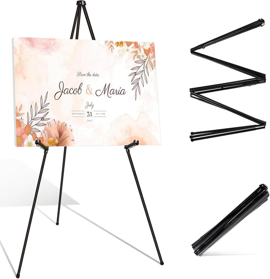Instant Display Easel Stand - 63" Tripod Collapsible Portable Artist Floor Easel - Easy Folding Telescoping Adjustable Art Poster Metal Stand for Display Show (1 Pack)