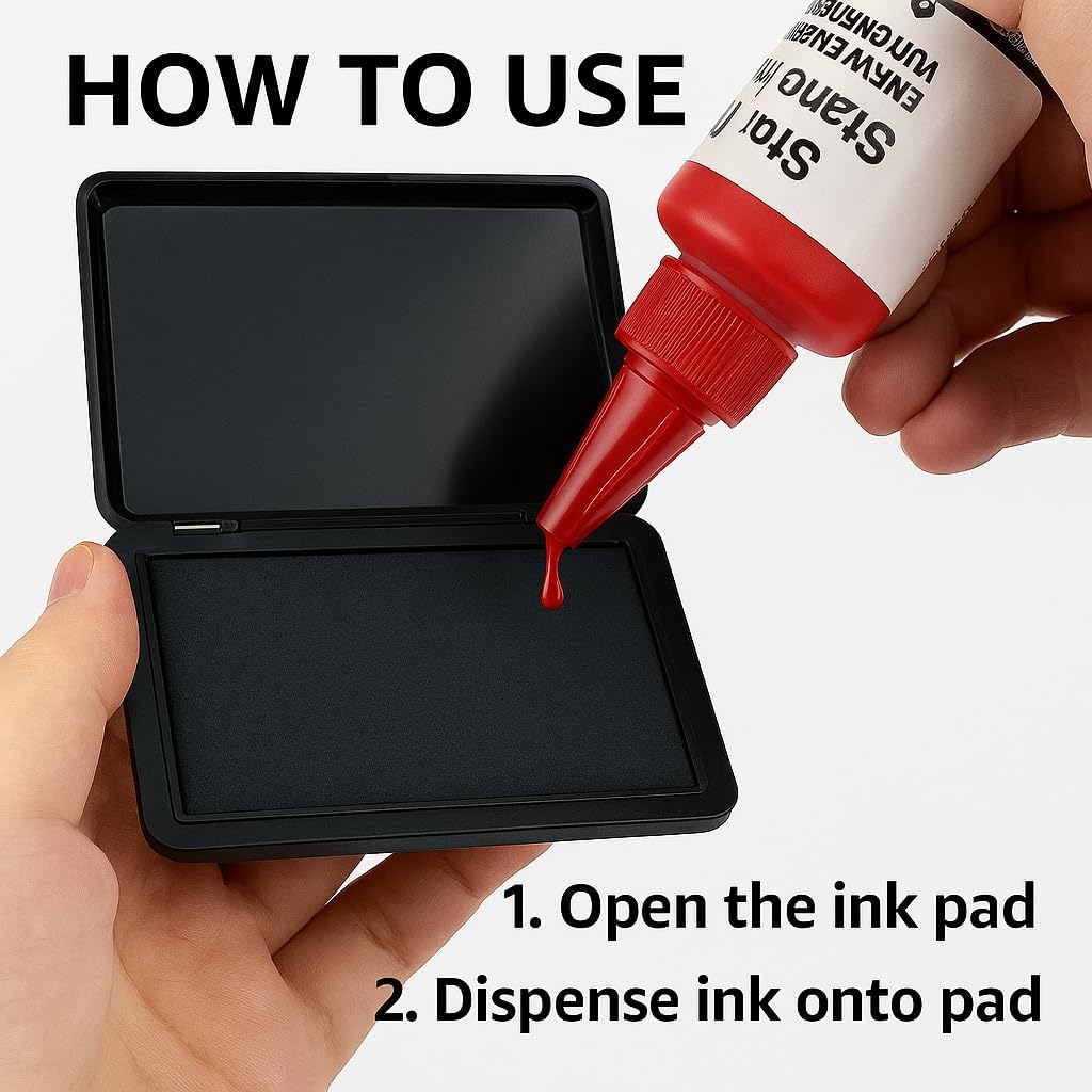 BCH Premium Stamp Ink Refill – Black, Blue & Red Ink Colors – Long-Lasting, Quick-Drying, Waterproof Ink Refill for Rubber & Self-Inking Stamps – 75 ml Each Bottle (225 ml Total)