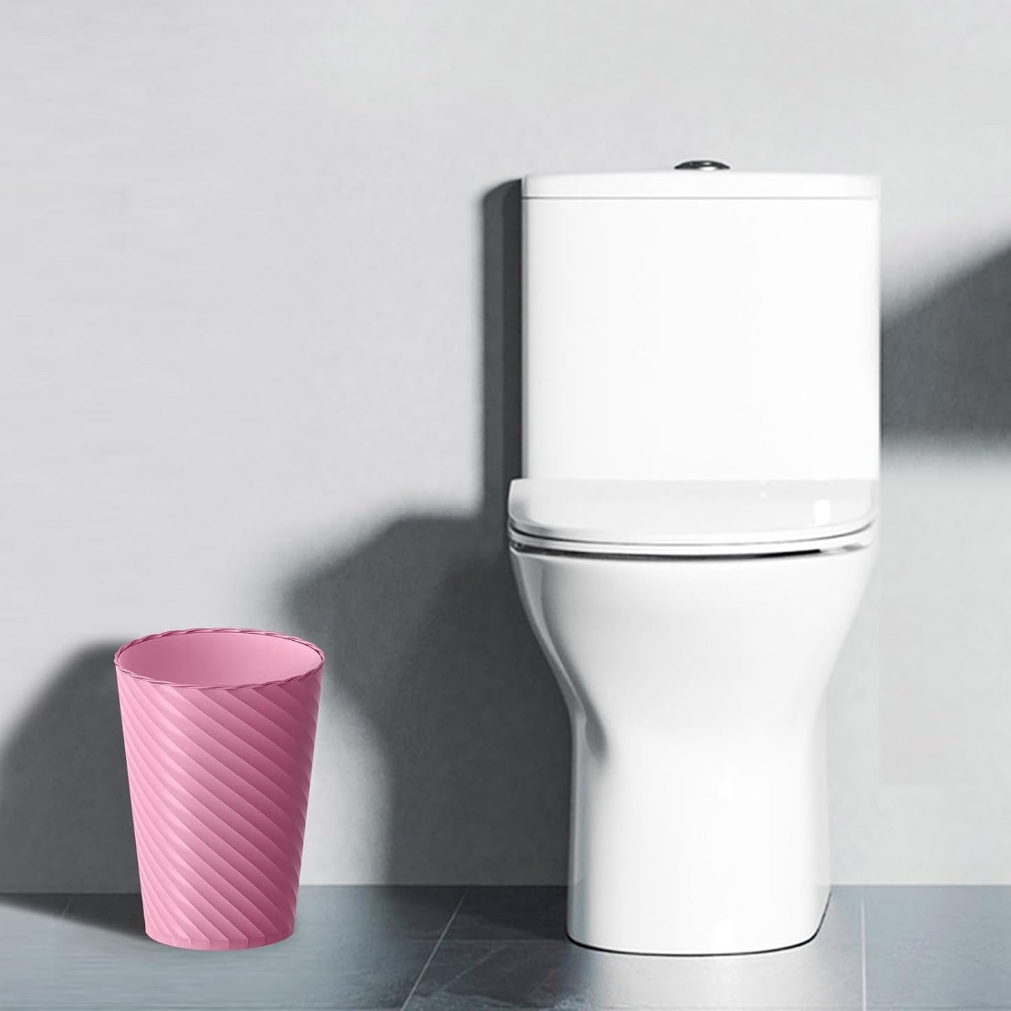 Bathroom Trash Can, 3 Pack 1.8 Gallons Small Trash Can with Trash Bags, Bathroom Garbage Can, Plastic Trash Bin, Round Waste Basket for Bedroom, Office, Compact Space (Pink Purple Green)