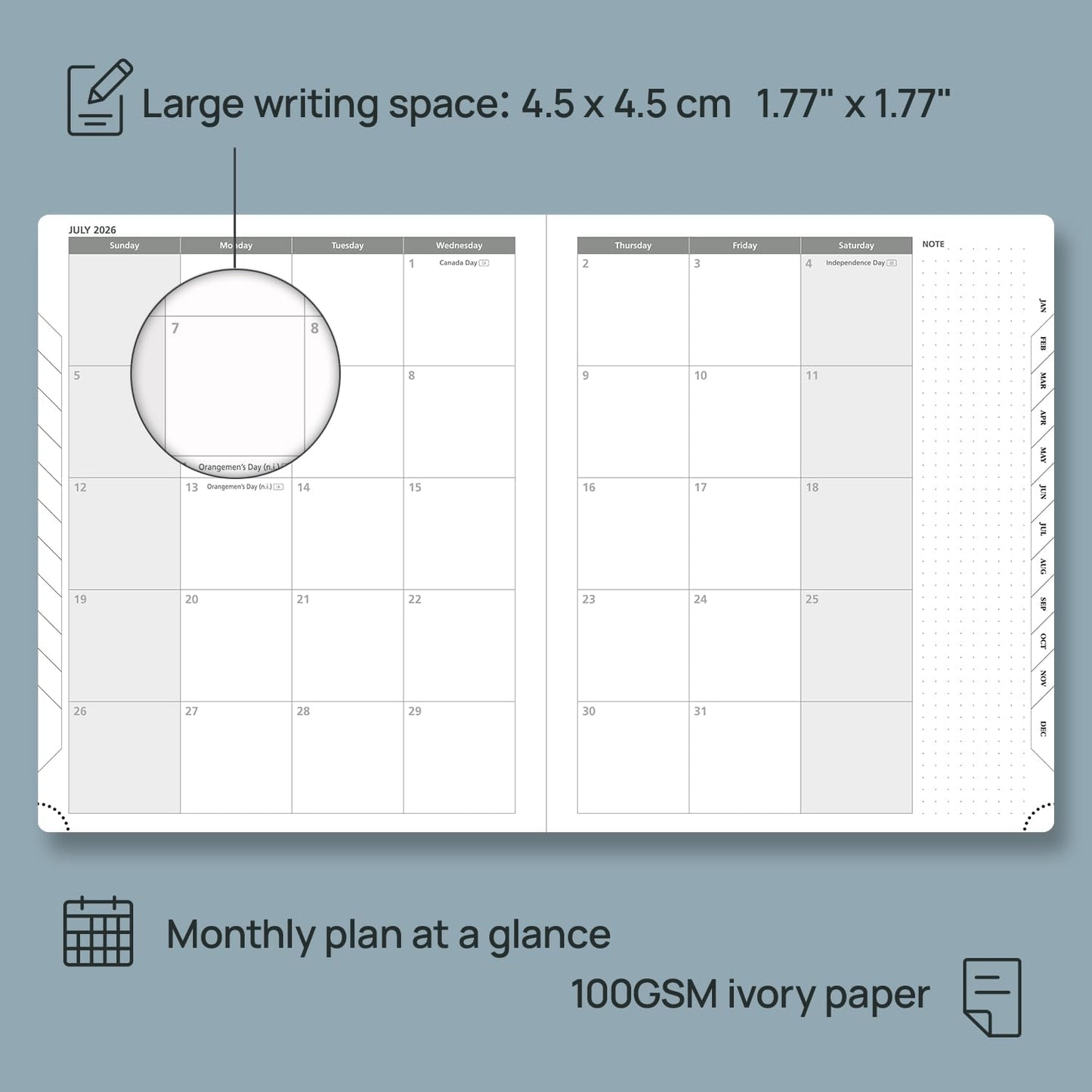 POPRUN Weekly Planner 2026 (Large 8.5" x 10.5") Calendar 12 Months Notebook with Horizontal Layout, Leather Soft Cover, Monthly Tabs, Inner Pocket, 100GSM Thick Paper, Pen Holder - Black