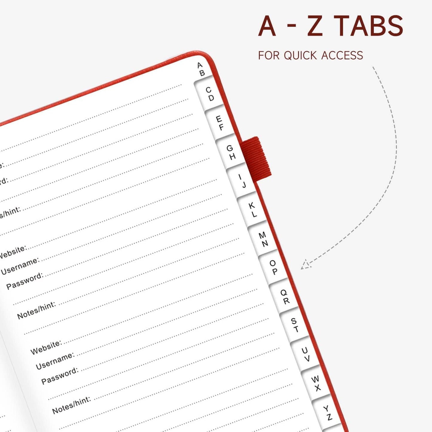 Password Book with Alphabetical Tabs – Hardcover Internet Address & Password Organizer – Password Keeper Notebook for Computer & Website – 5.2 x 7.6 Log-in Password Journal w/Thick Paper (Red)