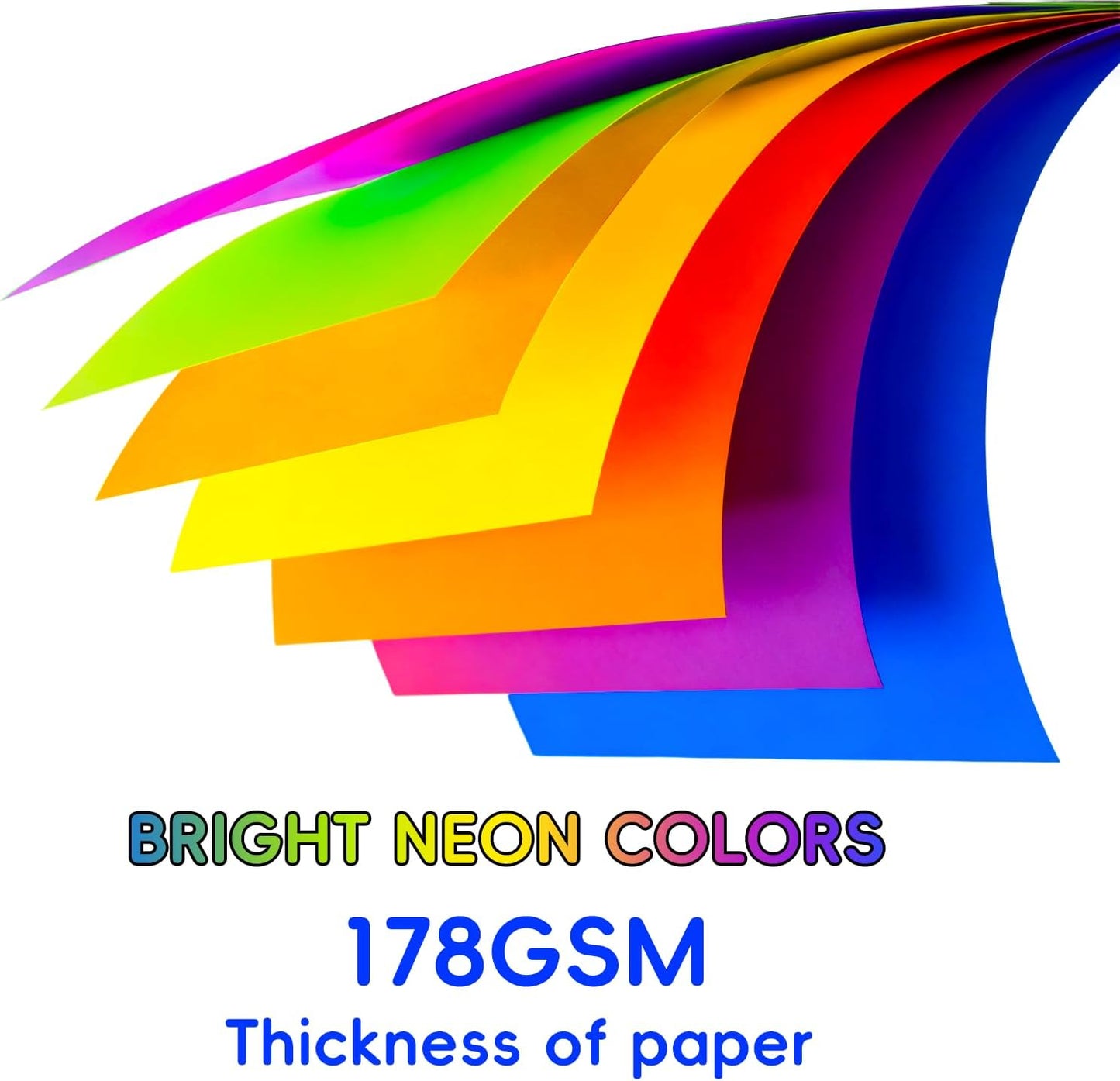 Index Cards 210-Count 4x6 Inch,178GSM Heavyweight Set of 7 Fluorescent Colors Paper Multicolor Study Cards