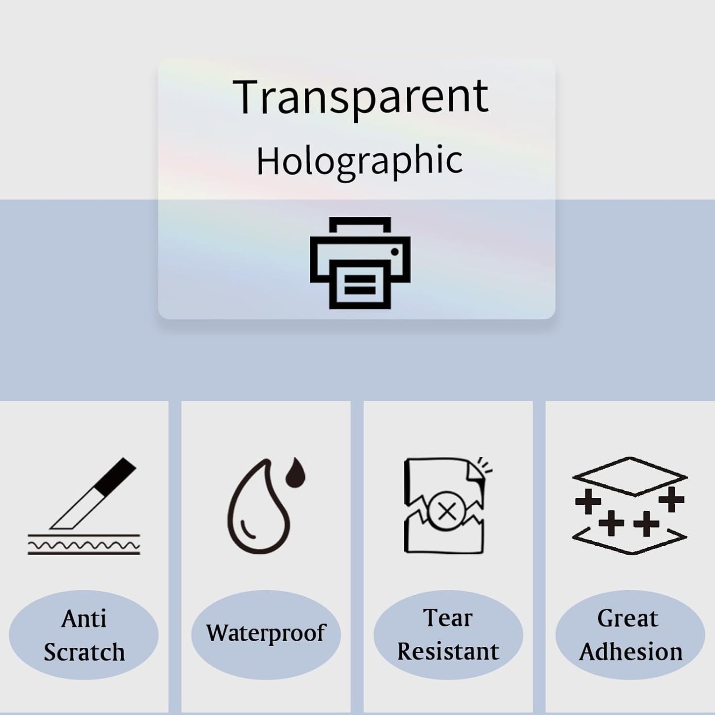 STARLIBOO Transparent Stickers Labels -1" x 2-5/8" Clear Address Labels Mailing Stickers for Laser/Inkjet Printer 8.5"×11"- 20 Sheet (Clear Holographic)