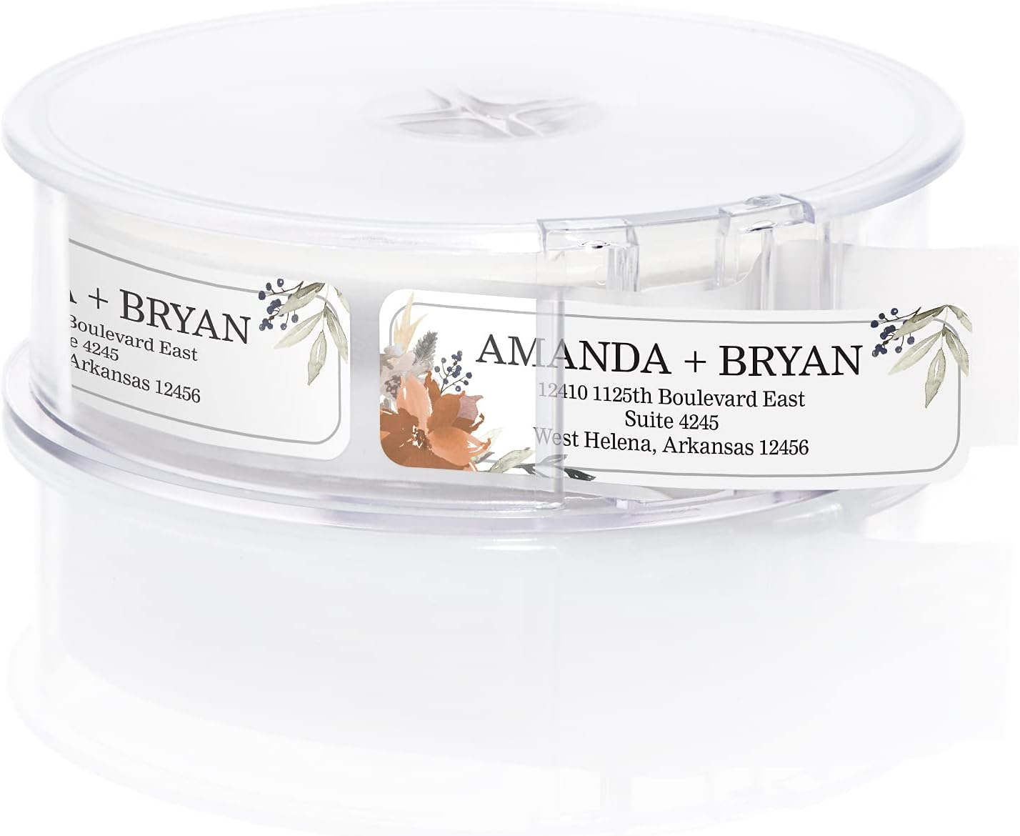 Indie Floral Rolled Address Labels/Roll of 500 Personalized Return Address Labels/Designer Return Address Stickers in Elegant Plastic Dispenser