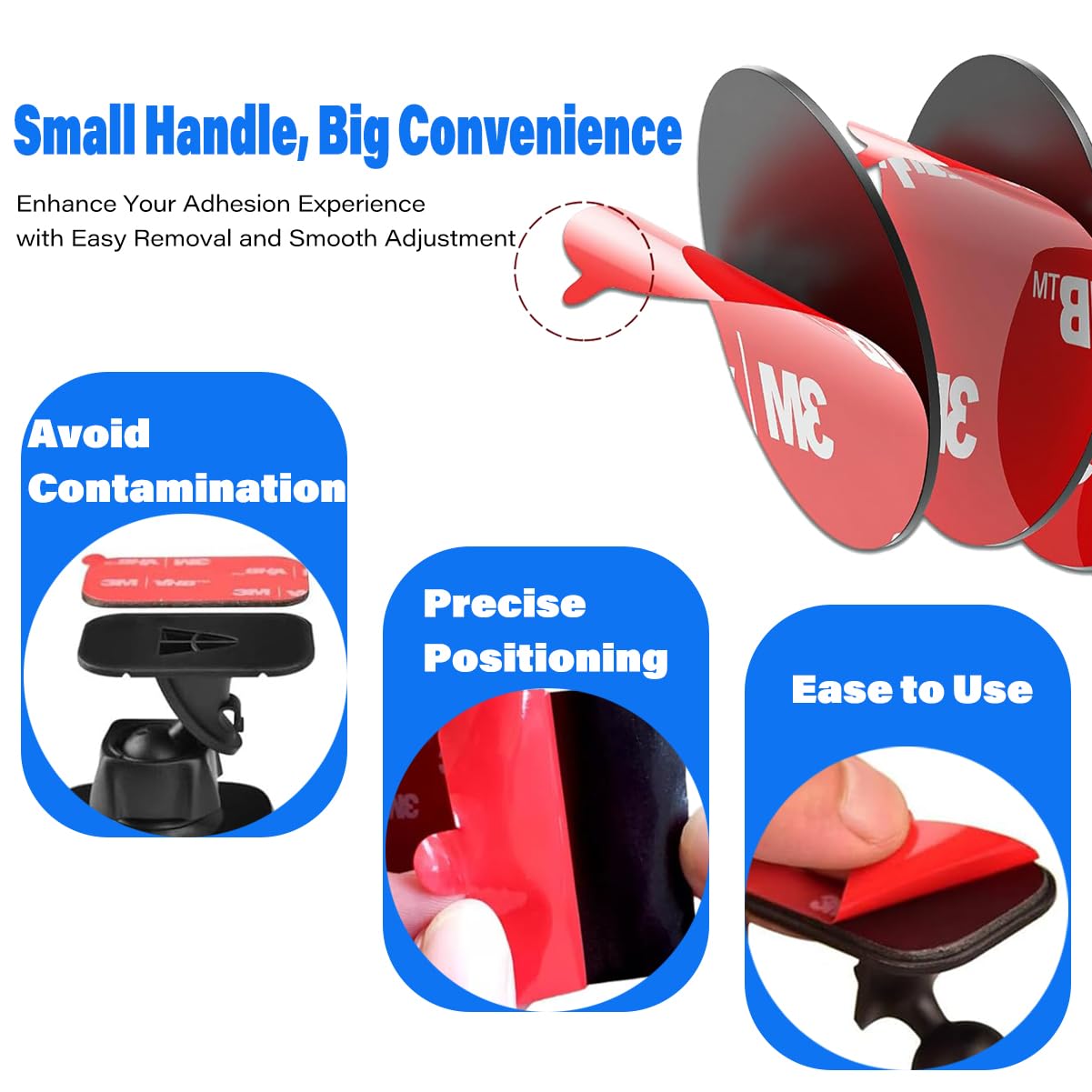 3M VHB Double Sided Mounting Gel Pads Circles, Waterproof, Heat-Resistant Sticky Heavy Duty Mounting Tape for Home/Car/Craft/Wall/Painting/Packaging, Include 4 Replacement Sticky Pads(Round 1*1-48pcs)