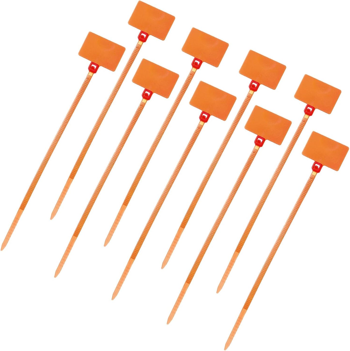 uxcell 100 Pcs Cable Label Marker Tags, Nylon Cable Zip Tie Tags 8.7 Inch Writable Self-Locking Wire Labels Zip Ties for Organization Marking, Orange