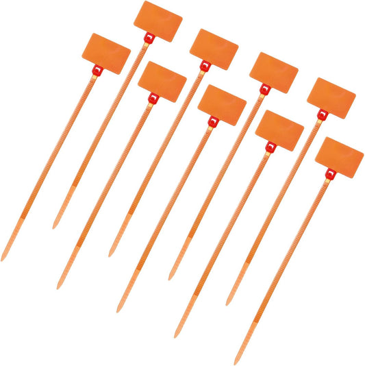 uxcell 100 Pcs Cable Label Marker Tags, Nylon Cable Zip Tie Tags 8.7 Inch Writable Self-Locking Wire Labels Zip Ties for Organization Marking, Orange