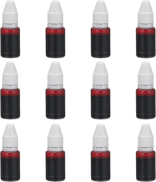 PATIKIL 0.33oz Refill Ink for Stamps and Ink Pads, 12Pcs 10ml Stamp Pad Ink Refill for Office Stamp Self Inking Stamp Date Stamp Scrapbooking, Light Red