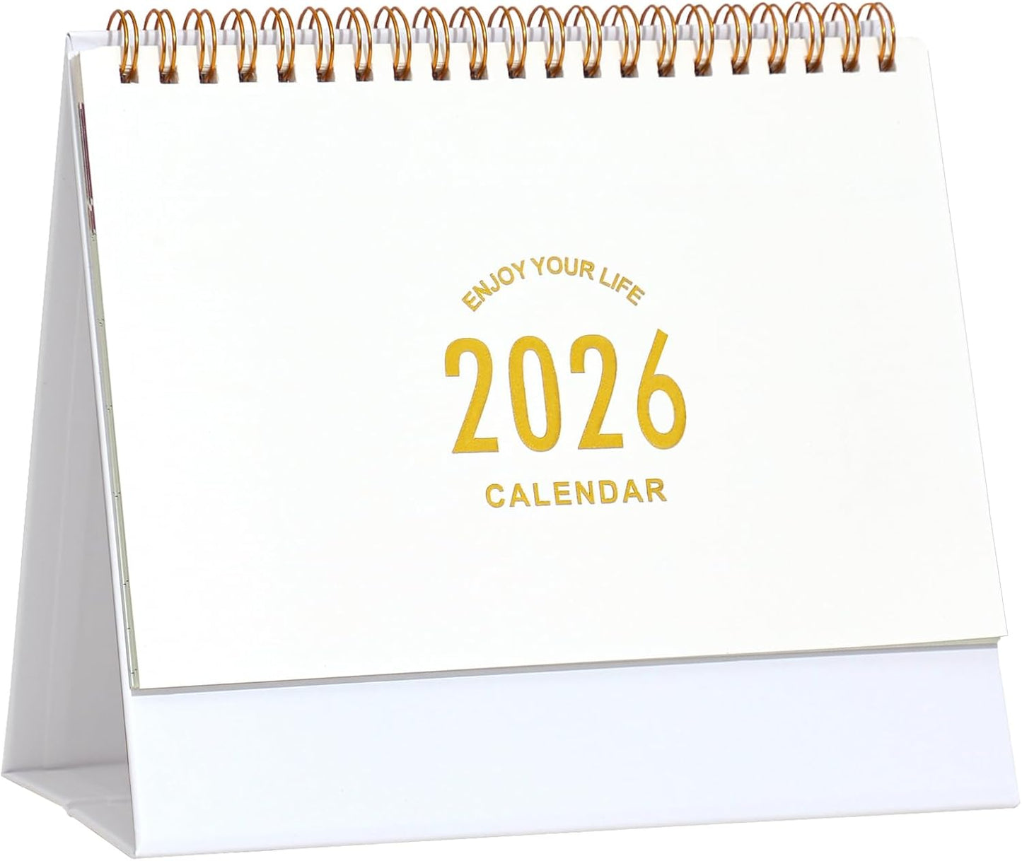 Small Desk Calendar 2025, Desktop Calendar from July 2025 to Dec 2026, Metal Ring Twin-Wire Binding Monthly Desktop Calendar for Home Office School (White)