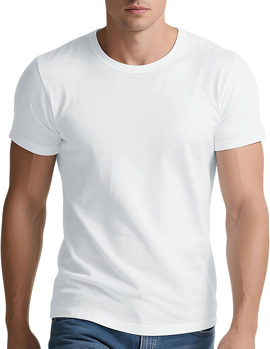 TransOurDream Heavyweight Cotton Blank T-Shirt, Short Sleeve Crew Neck Tee for Heat Transfer, Classic Fit Men's T-Shirts