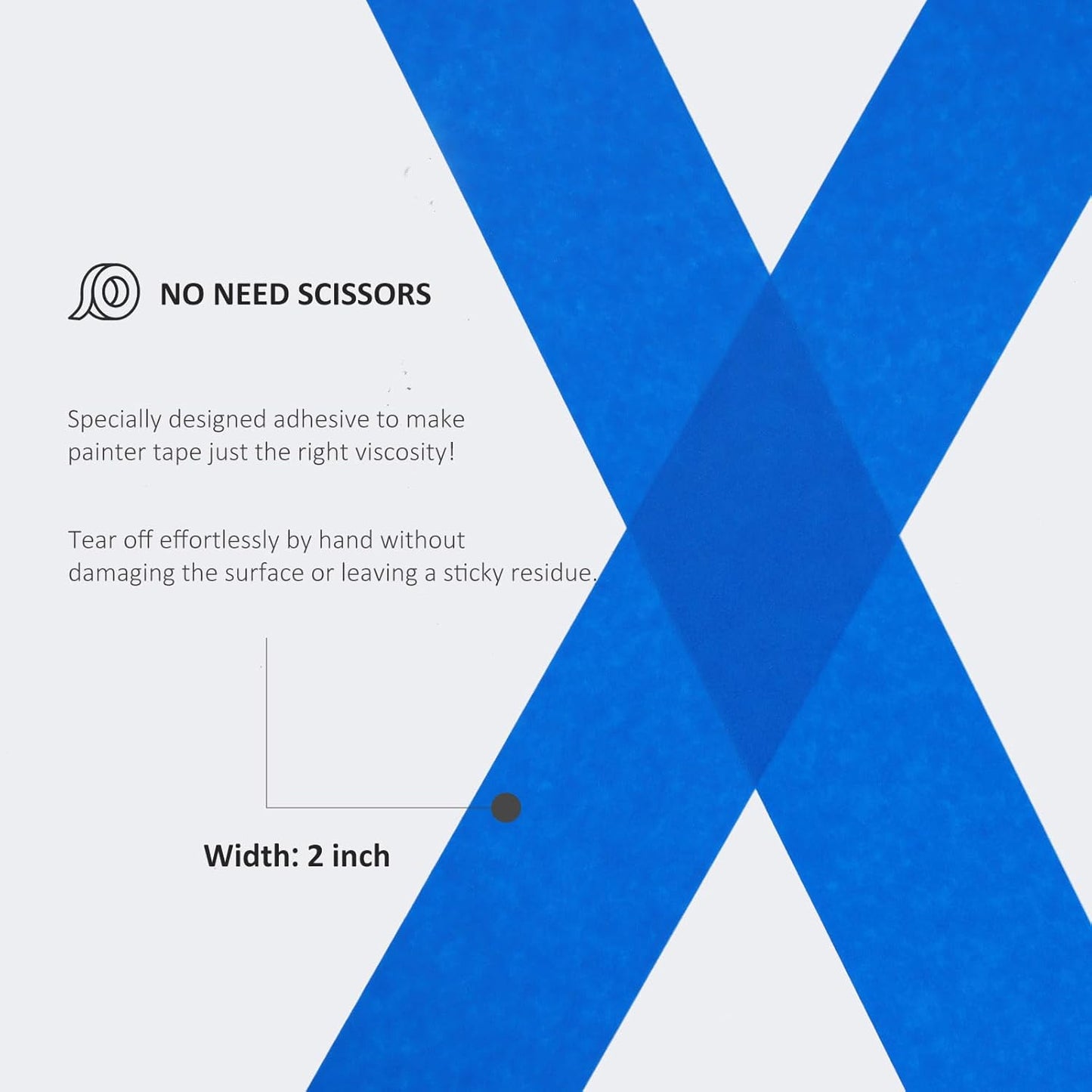 Blue Painters Tape 2 Inch Bulk - Blue Tape for Painting Automotive Walls Packing Removable NO Residue, Paint for Indoors & Outdoors, 2 Inches x 55 Yards x 5 Rolls