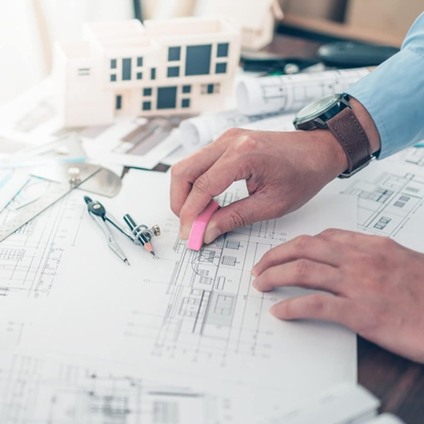 Pink Erasers, 80 Count, Latex Free Eraser for Kids, Square Eraser, Erasers Bulk for School Supplies, Art, and Office Use