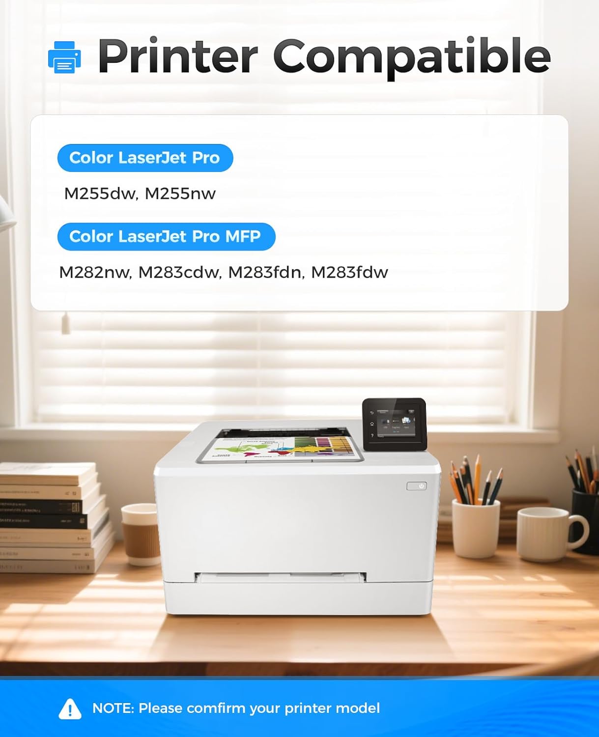 206A Toner Cartridge Set 4-Pack High Yield Replacement for HP 206A W2110A W2111A W2112A W2113A Compatible for HP Color Laserjet Pro MFP M283cdw M283fdn M283fdw M282nw M255dw M255nw Printer Ink Black