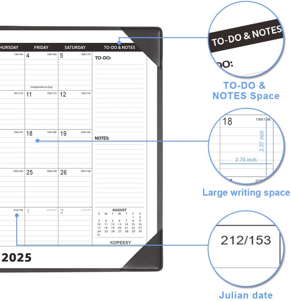 Large Desk Calendar 2025-2026 with Desktop Mat, KOPEESY 22" x 17" Desktop Calendar, 18 Months From July 2025 to December 2026, Office Supplies Desk Blotter Calendar for Home School and Office