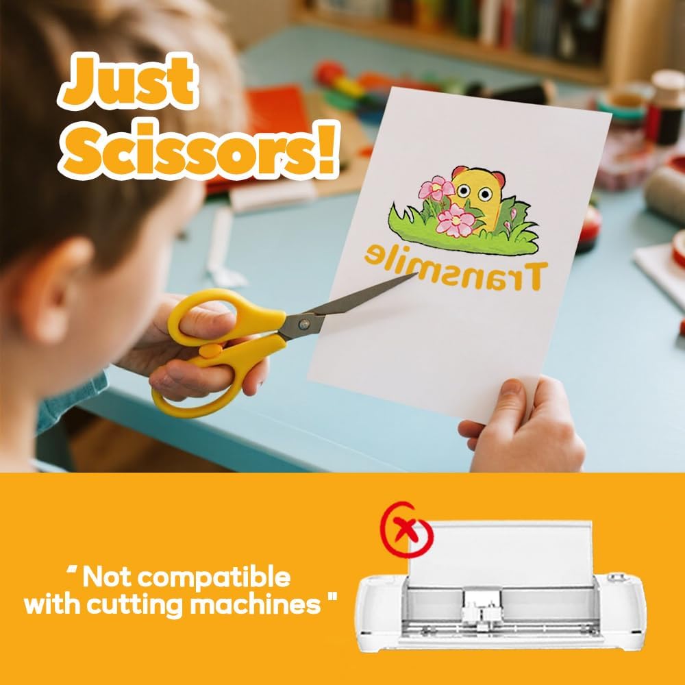 TranSmile PU-Heat Transfer Paper for Inkjet Printer (White, 40 Sheets, 8.5 x 11'') Printable Heat Transfer Vinyl for White Fabric, Iron on Transfers for T Shirts