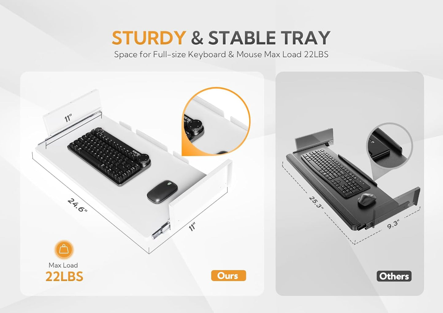 Claiks Standing Desk with Keyboard Tray, Electric Standing Desk Adjustable Height, 48x24 Inches Sit Stand up Desks with Splice Board, Raising Desks for Home Office, White