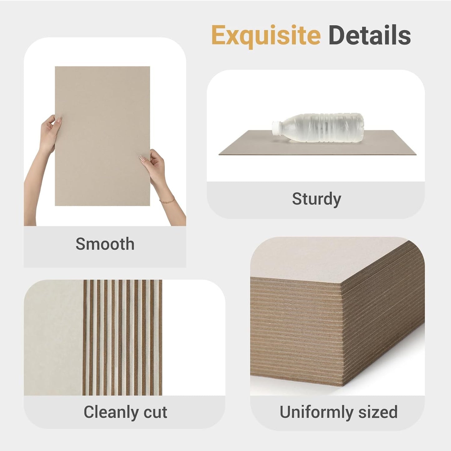 25 Pcs Book Board, Binder Board, Cover Board, Heavy Duty Chipboard for Book Binding, DIY Cardboard (Gray, 11 x 17 Inch 80PT)