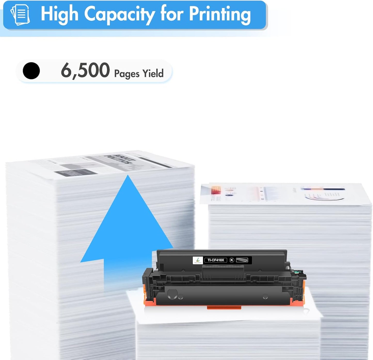 TRUE IMAGE Compatible Toner Cartridge Replacement for HP 410X CF410X CF410A 410A M477 M452 Color Pro MFP M477fdw M477fnw M452dw M477fdn M452nw M452dn M377dw Printer Ink (Black, 1-Pack)
