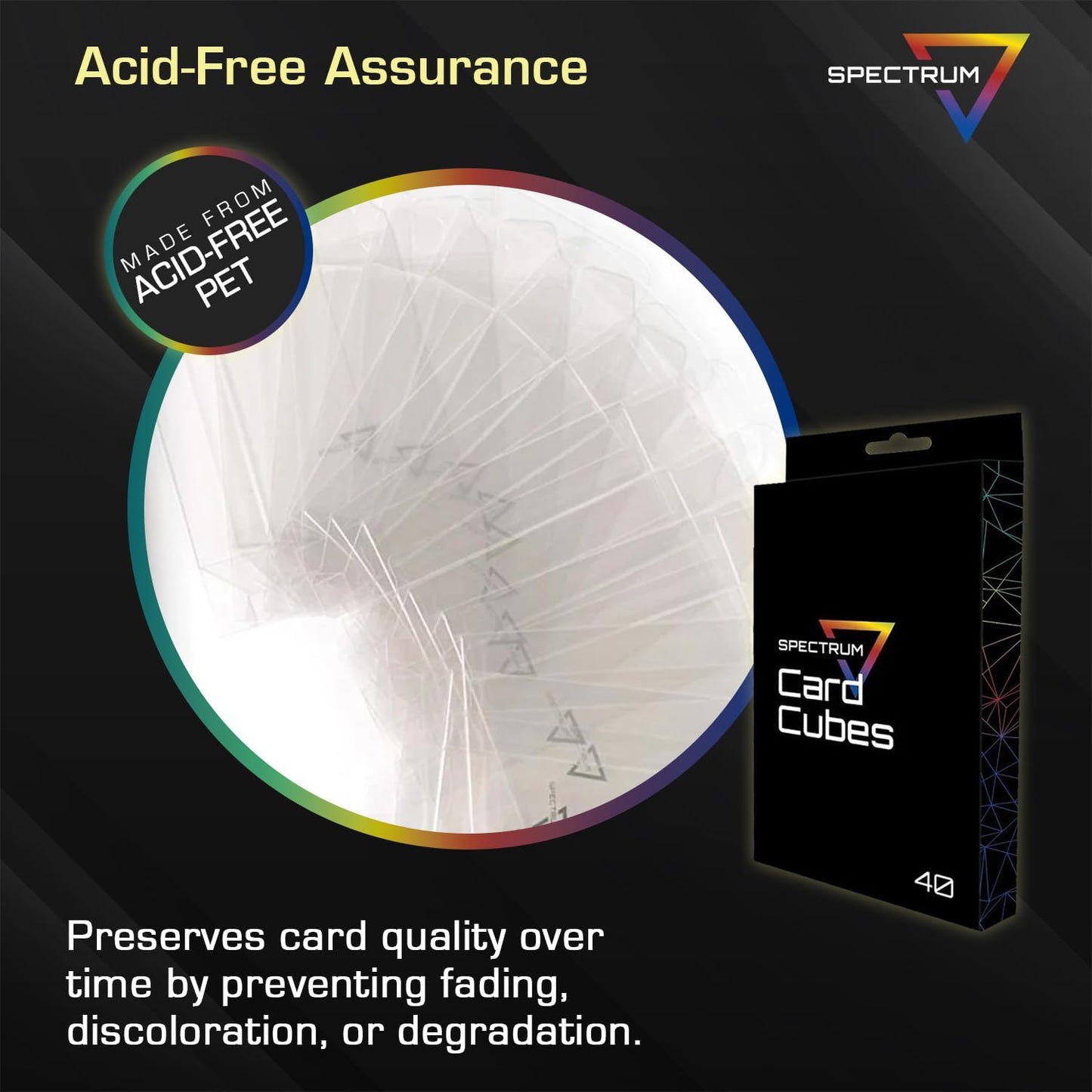 BCW Spectrum Card Cubes | Holds 40 Sleeved Cards | Crystal Clear Acrylic Storage