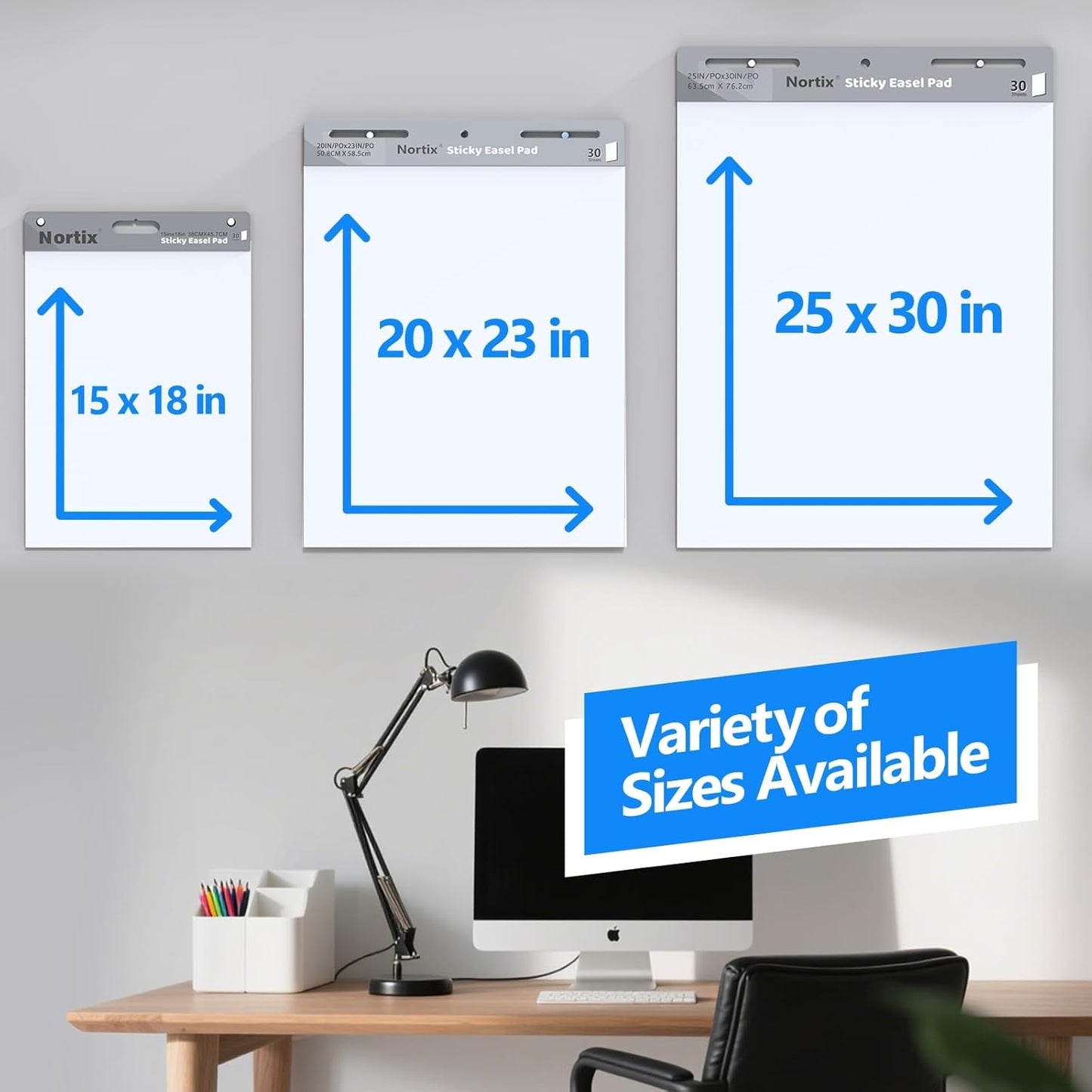 Nortix Flip Chart Paper, Sticky Easel Pads, Chart Paper for Teachers,Super Adhesive & Bleed-Resistant, Mini Self-Stick Easel Paper for Classroom/Office, 15 x 18 inch, 30 Sheets/Pad, 6 Pads