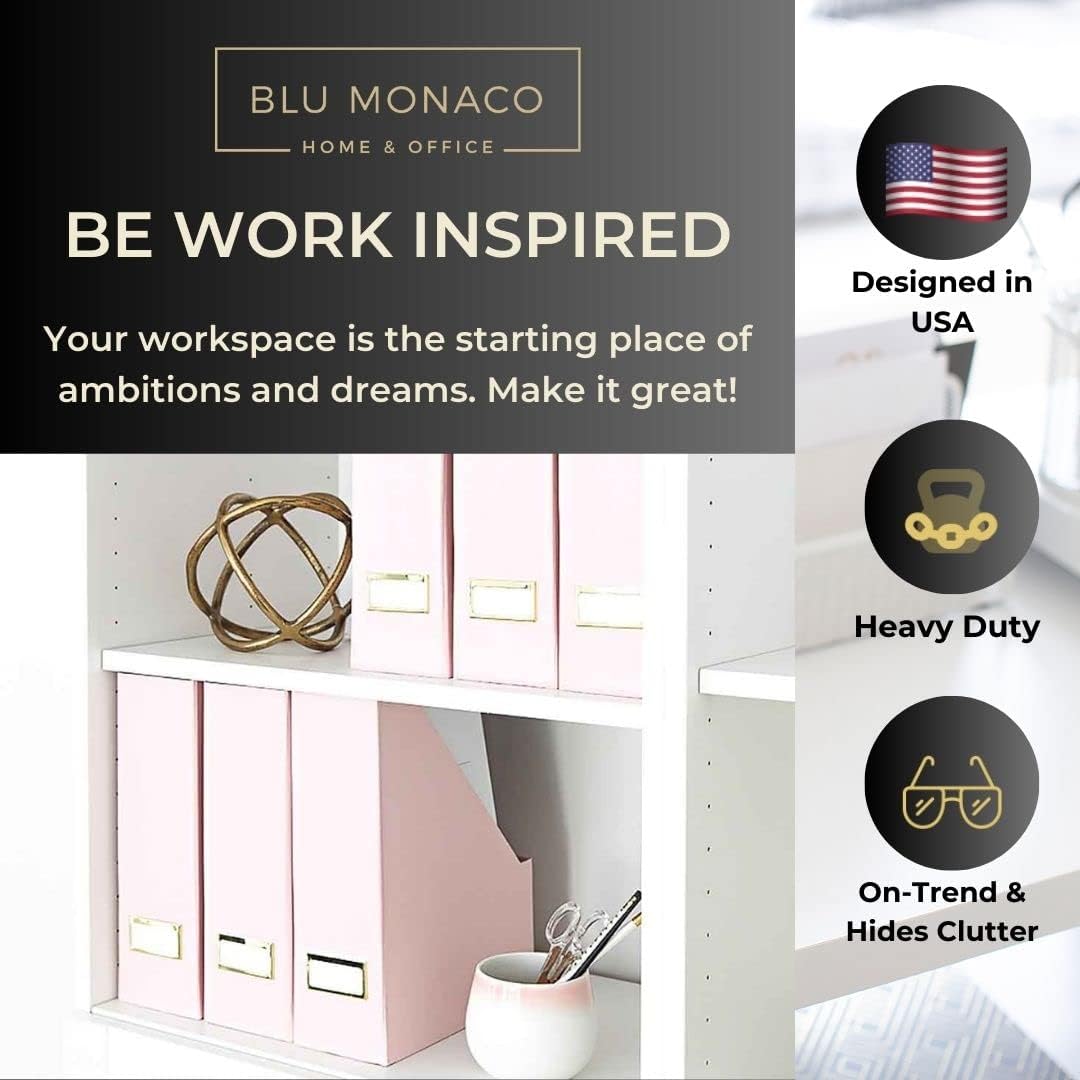 BLU MONACO Set of 6 Foldable Pink Magazine Holder with Gold Label Holders – Cute Stylish Magazine Storage for Shelves, and Closets – Book Bins, File Desk Organizer, and Document Storage