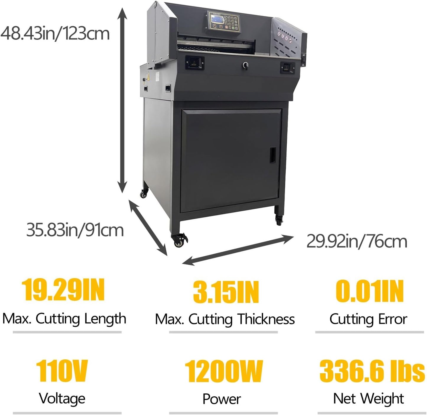 TECHTONGDA 110V Electric Paper Cutter Automatic Cutting Paper Machine with Extra Knife Pad, Heavy Guillotine Paper Cutter 3.15in Cutting Thickness, 19.3" Cutting Length