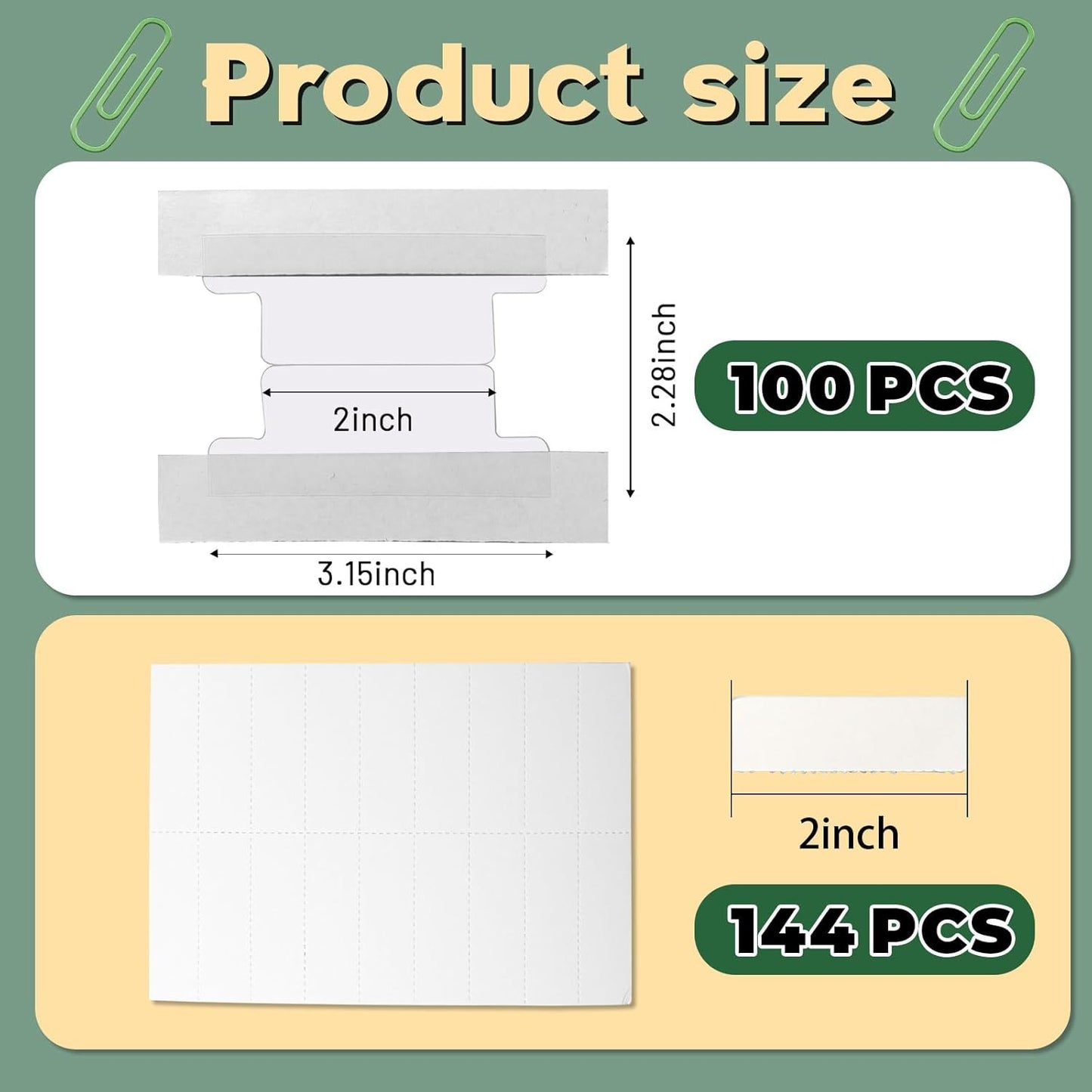 100 Pieces 2 Inch Insertable Self-Adhesive Tabs with Printable Inserts with File Folder Labels Clear Planner Tabs Stick on File Tabs Self Adhesive for Book Page