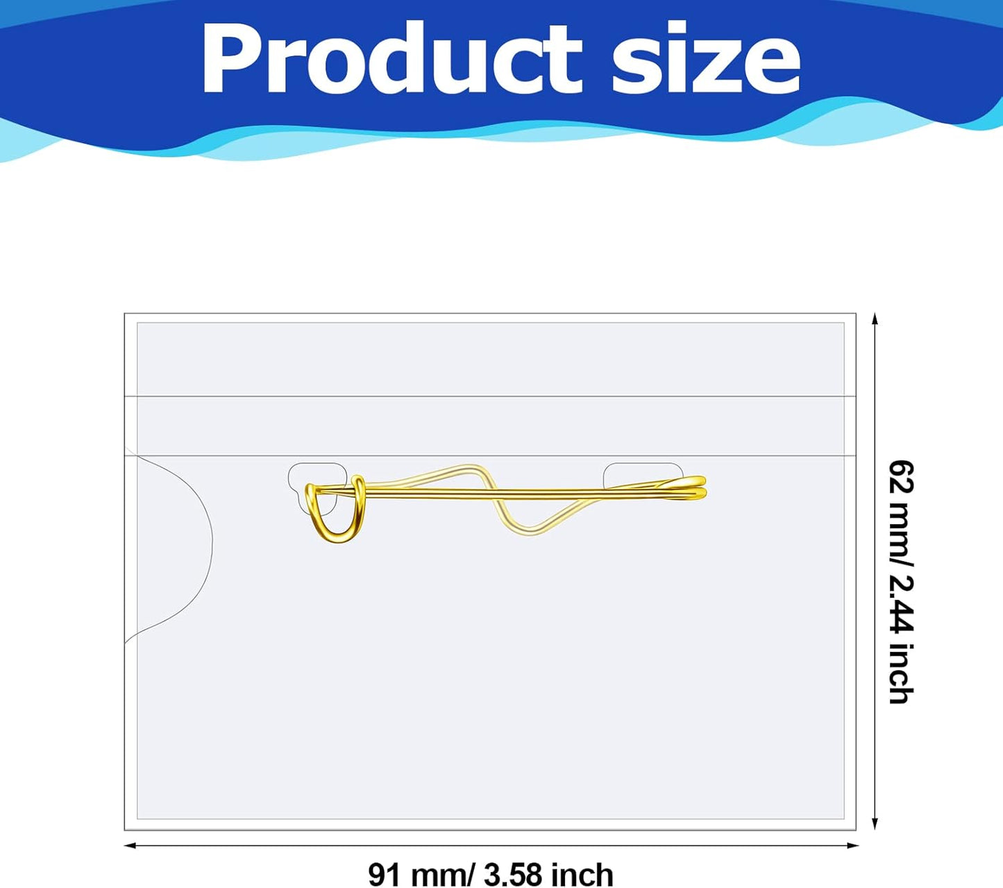 Eaasty 200 Pcs Name Tags with Pins ID Clear Plastic Badge Holder Pin Style Name Badge Holders with Inserts ID Card Plastic Badge Sleeve, 2.44 x 3.58 Inch(Gold Clip)