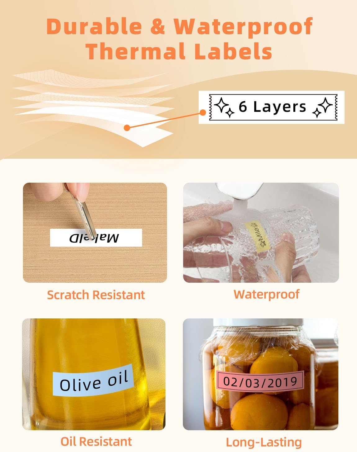 MakeID E1 Q1 Label Maker Tape Refills, 9mm x 4m (0.35" x 13') Continuous Sticker Thermal Laminated Waterproof Self-Adhesive Multipurpose Labeling Tape Replacement