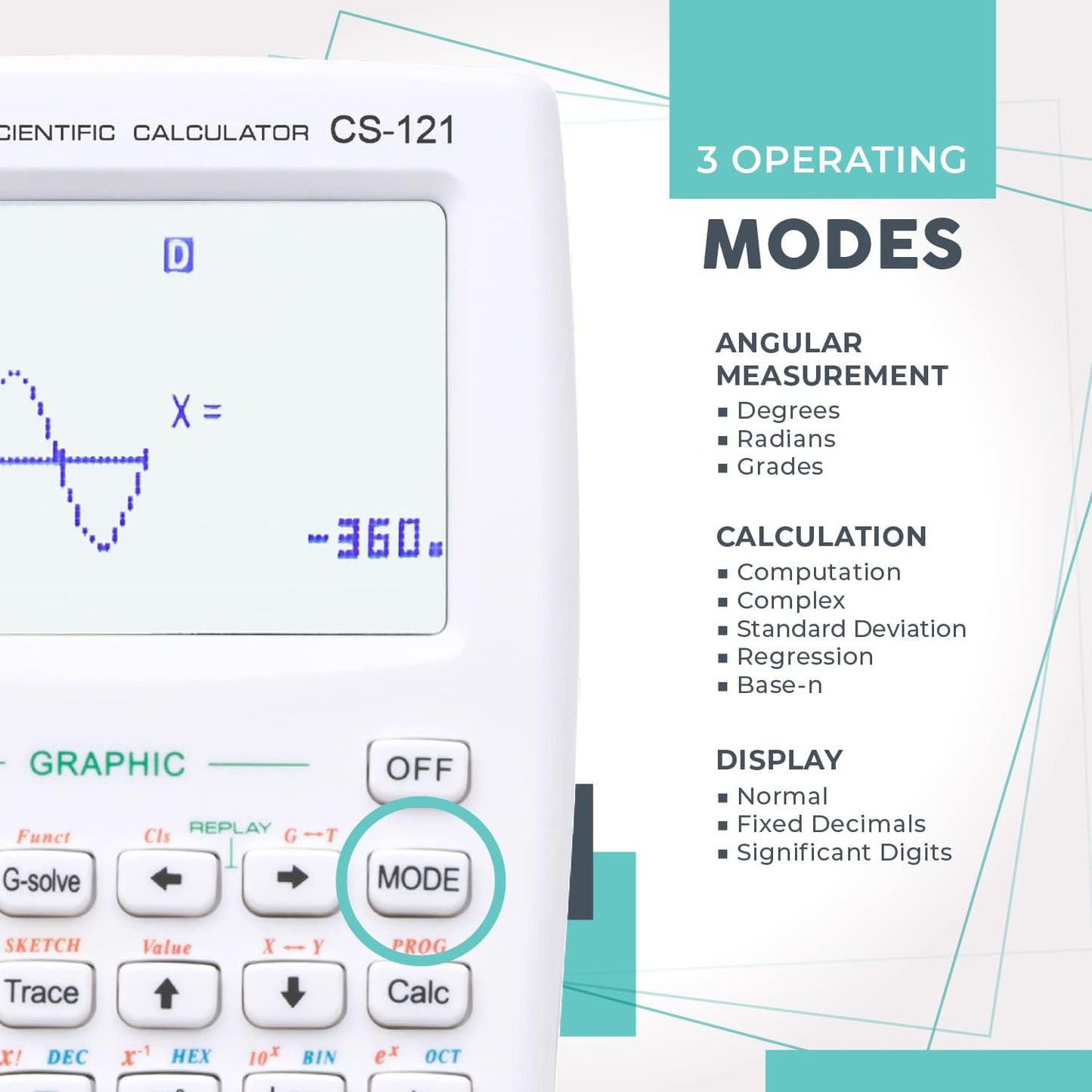 Scientific Calculator with Graphic Functions - Multiple Modes with Intuitive Interface - Perfect for Students of Beginner and Advanced Courses, High School or College
