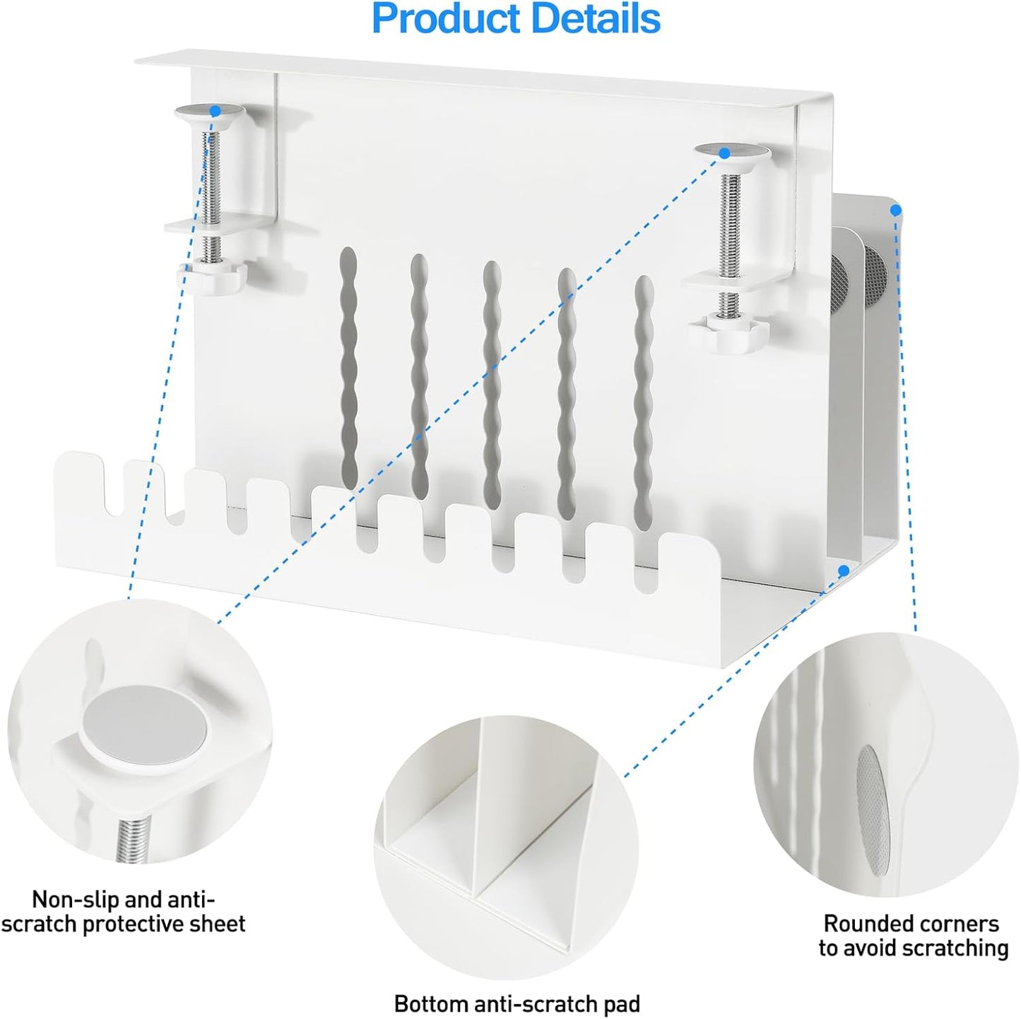 MAXECHO Desk Side Storage, Under Desk Laptop Mount, Table Side Hanging File Organizer, No Drill Clamp On Cable Management Tray, Laptop Holder with Magnetic Pen Holder for Office and Home, Load 22 Lbs