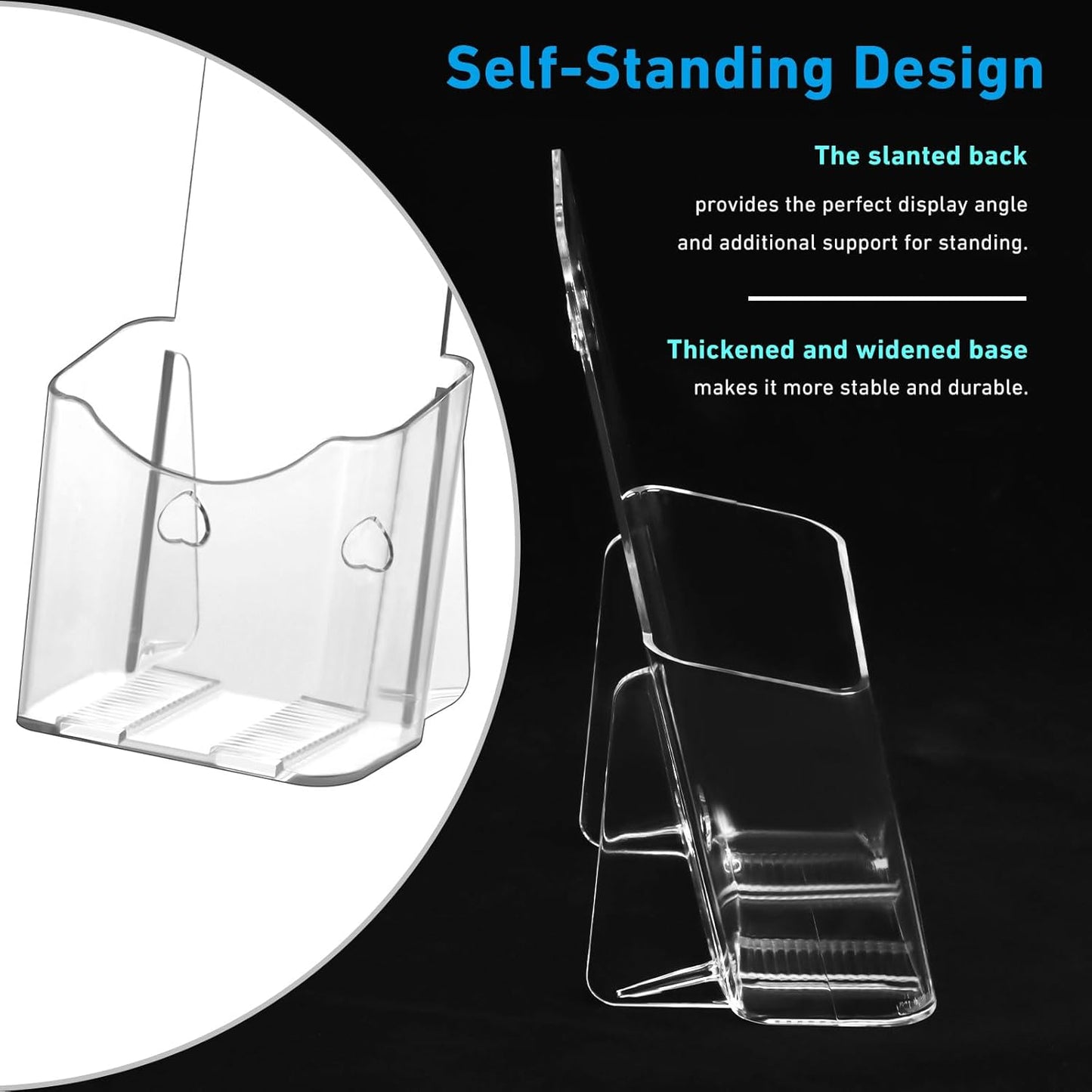 12 Pack Acrylic Brochure Holder 4x9 Inches Slant Back Design, Clear Display Stand, Plastic Table Stand Sign Holder,Pamphlet Holder Flyer Holder, Acrylic Display Stand