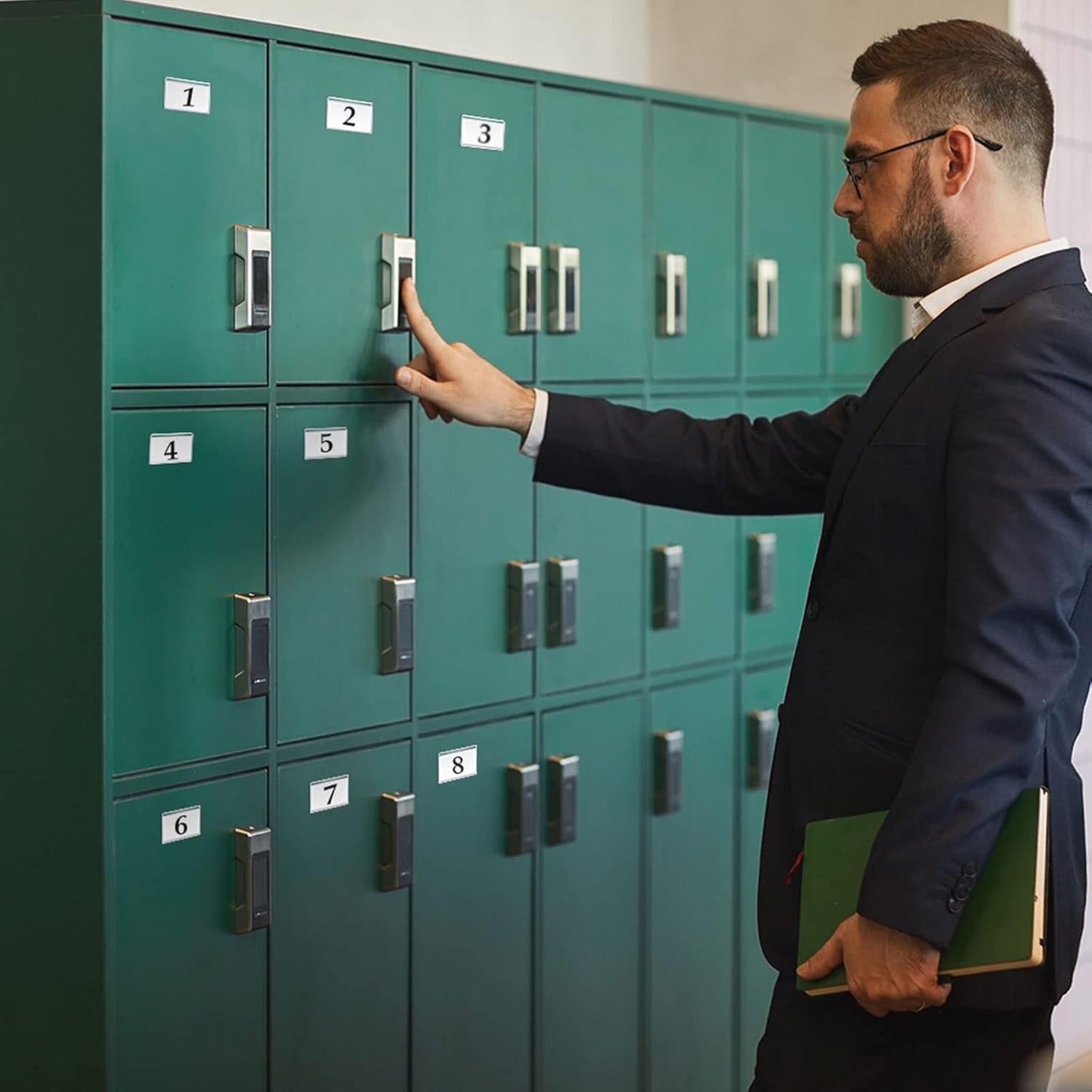 Jeyiour 100 Pcs Label Holders Adhesive Nameplate Pockets Storage Bin Labels Index Card Holder Shelf Plastic Peel Stick for Classroom Supermarket Bookshelf Library Student Box Drawer (2.4 x 1.6 Inch)