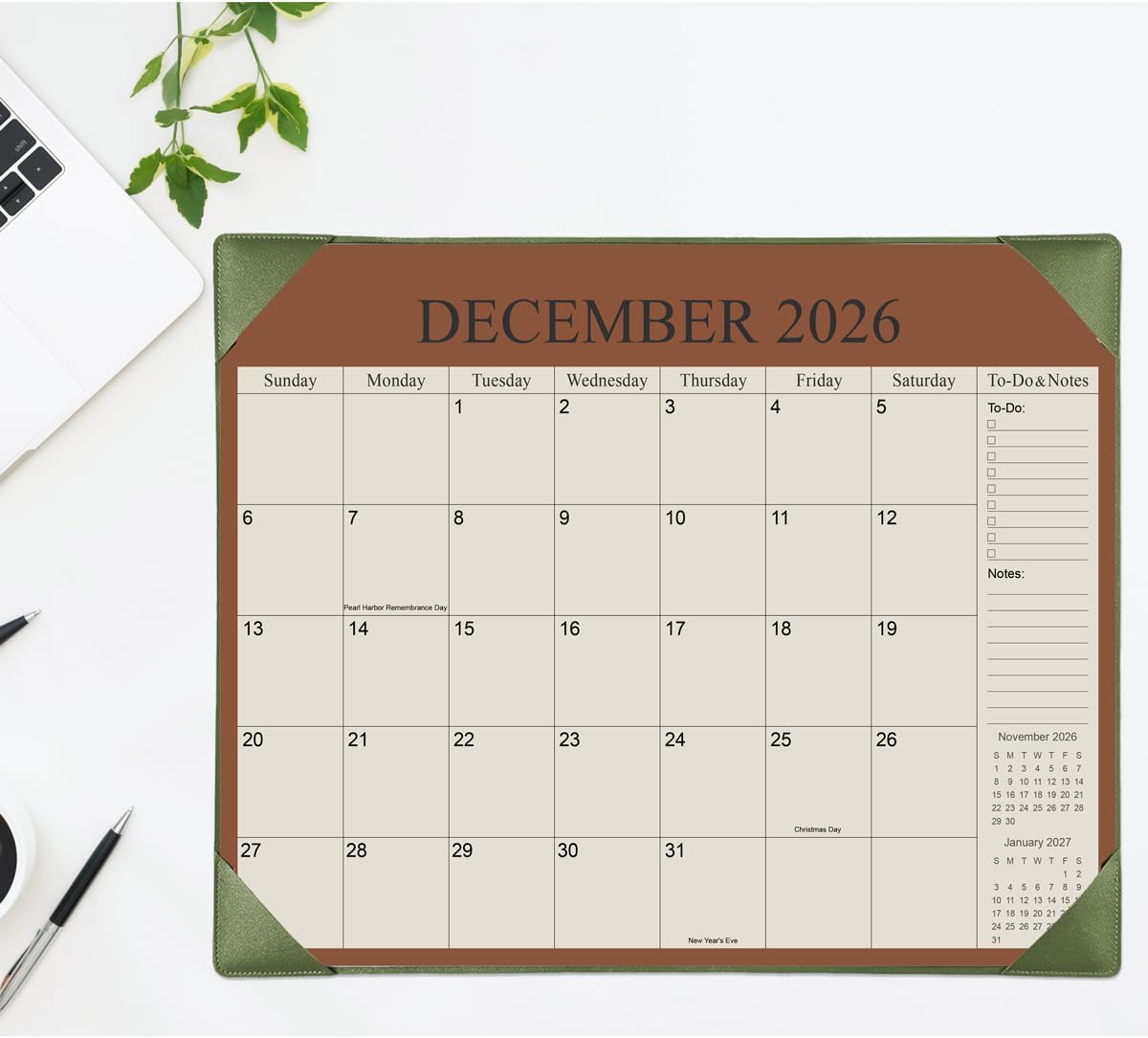 Desk Calendar 2025-2026 with Desktop Mat, 18 Month Large Desk Pad Calendar from July 2025 to December 2026, 22" x 17" Desk Pad Calendar 2025-2026 for Home, School Office, Cyan