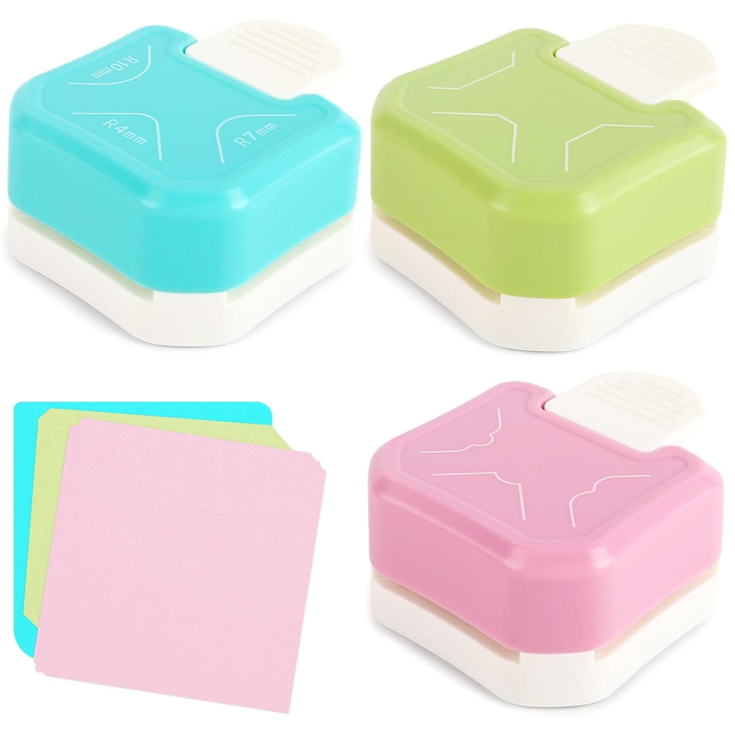 Koogel 3PCS 3 in 1 Corner Punch Set (Rounder + Beauty Shape + Chamfer Edges), 3 Way Cutter for Scrapbooking, Photocards & DIY Paper Crafts, Works Great with Laminate, Precision Professional Cutting