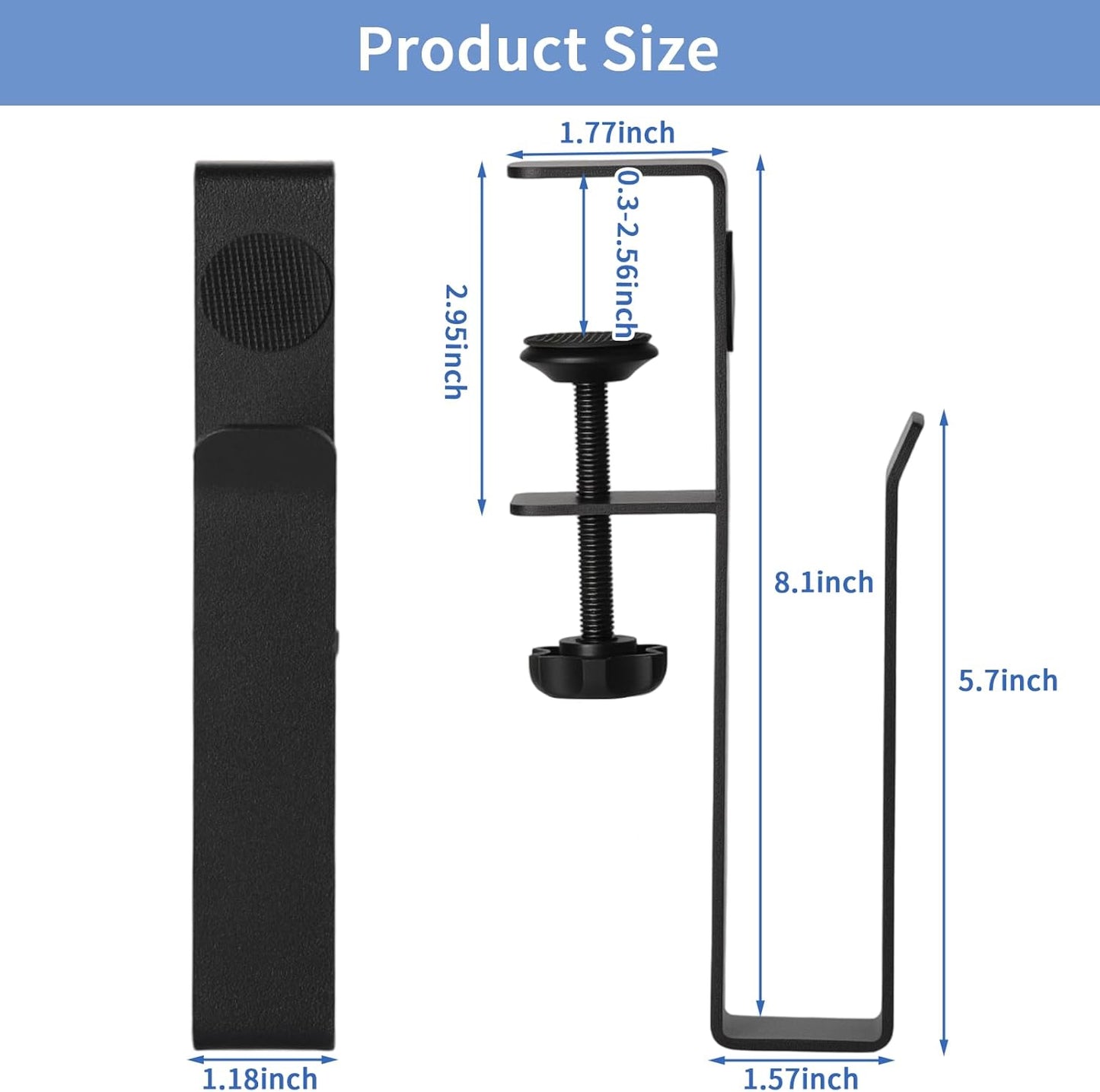 LUKETURE Adjustable Side Laptop Mount, No Drill Laptop Holder, Under Desk Storage, Clamp-On Laptops Stands, Desk Side Mount for Laptops, Mac mini, Keyboard with Anti-Scratch Silicone