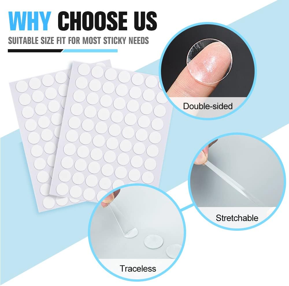 10+20mm Double Sided Sticky Dots Removable Adhesive Putty No Traces Clear Sticky Tack Waterproof Stickers for Decorations(280PCS)