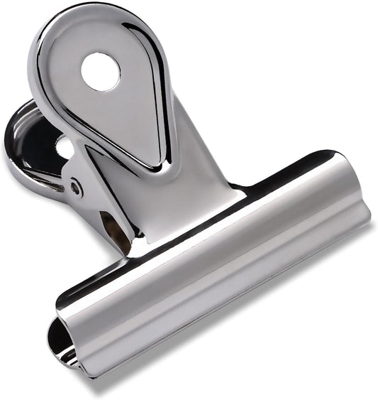 SIAMESE Bulldog Clips, 4 Pcs Binder Clips for Office & Kitchen, Multi-Purpose Binder and Food Bag Clamps for Sealing, Storage, Hanging (Silver)